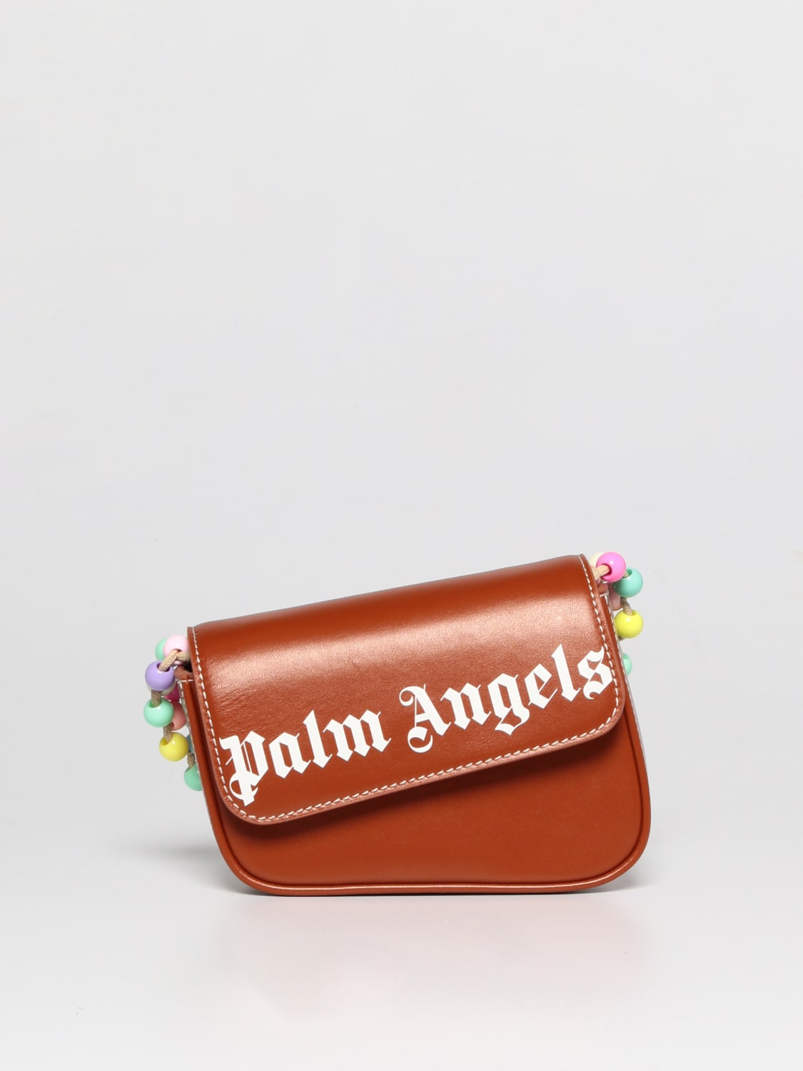 PALM ANGELS BORSA MINI: Borsa Palm Angels in pelle, Marrone - Img 1