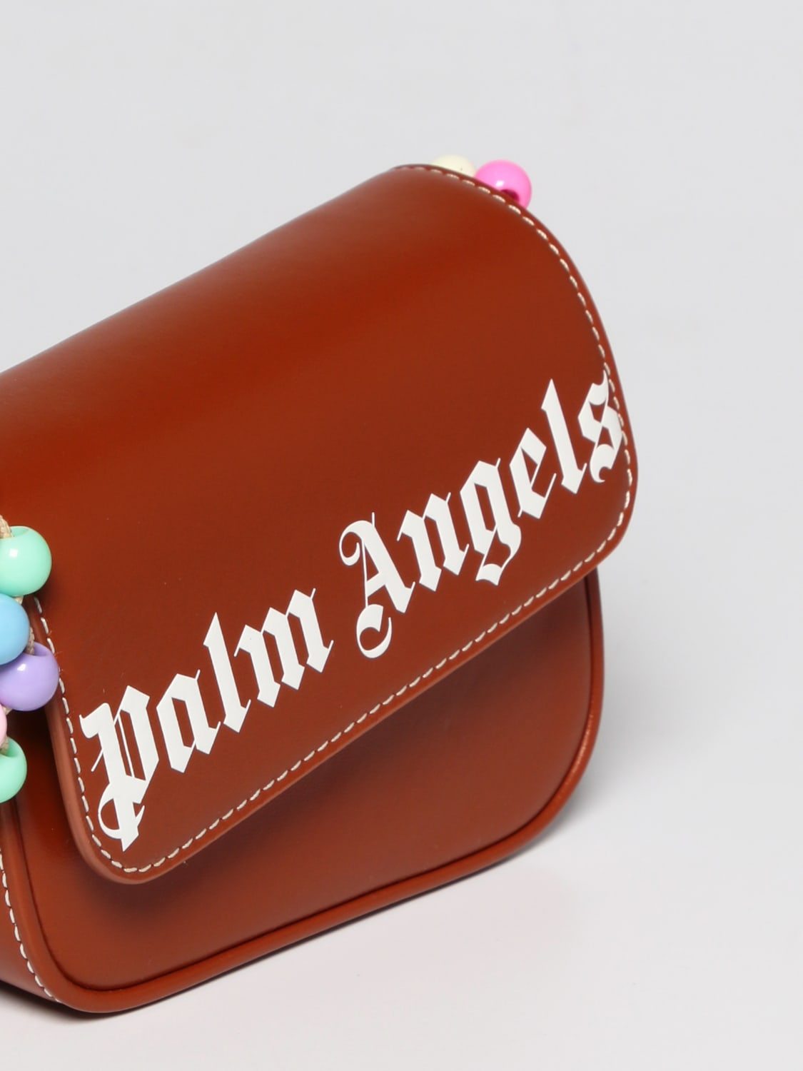 PALM ANGELS BORSA MINI: Borsa Palm Angels in pelle, Marrone - Img 3