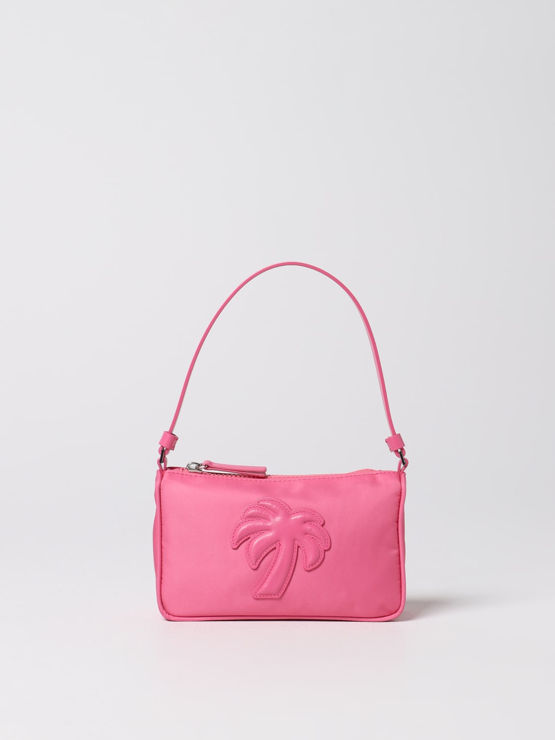 PALM ANGELS BORSA MINI: Borsa Palm Angels in nylon con logo applicato, Rosa - Img 1