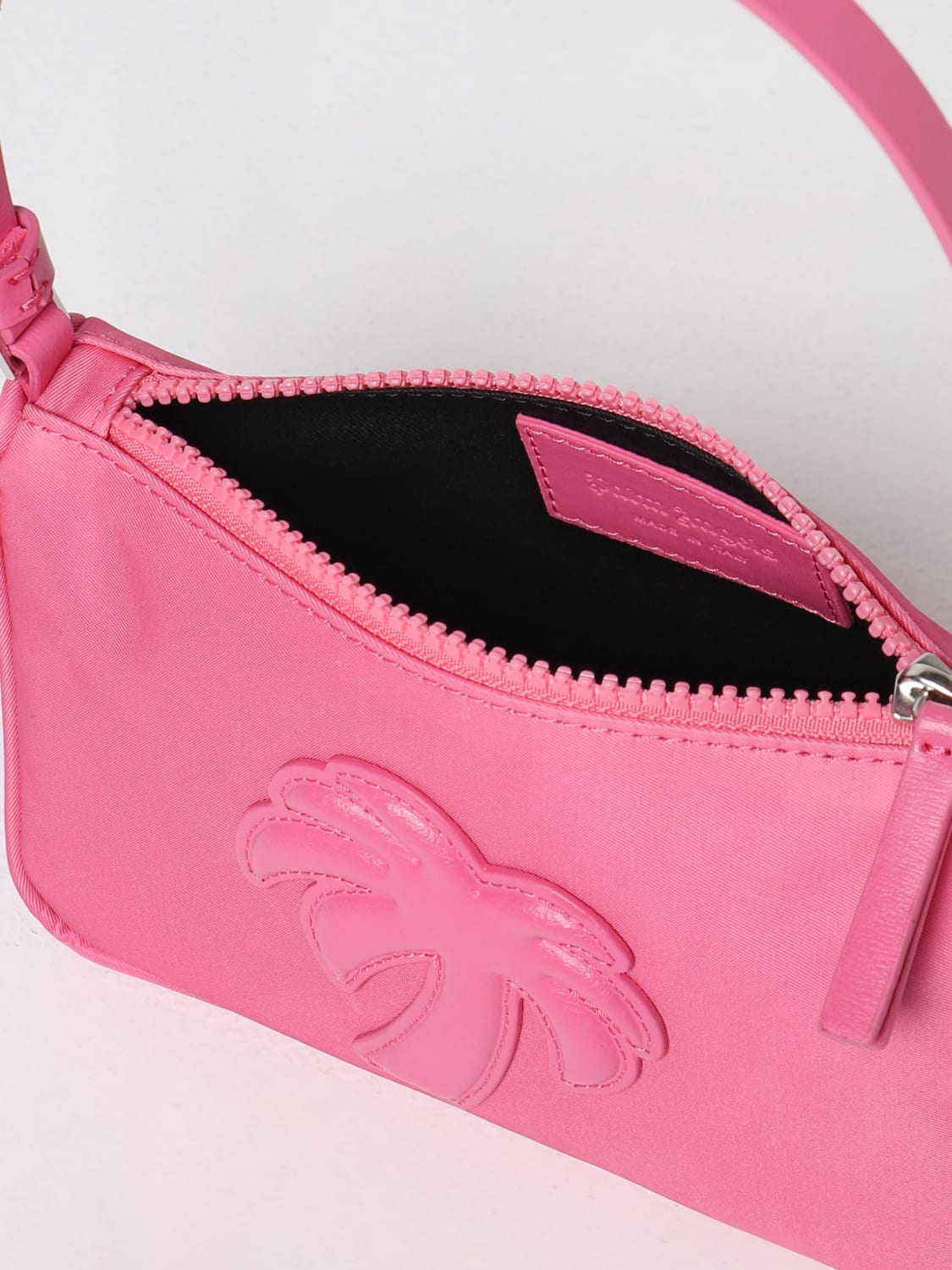 PALM ANGELS BORSA MINI: Borsa Palm Angels in nylon con logo applicato, Rosa - Img 3