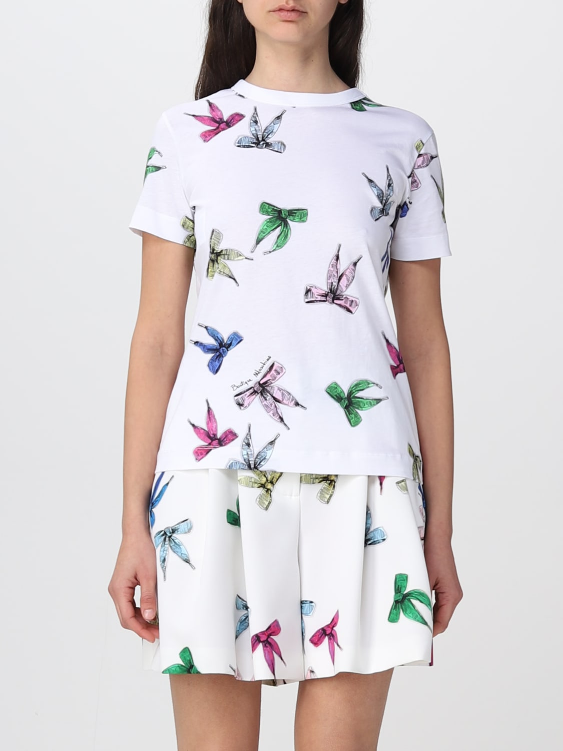 Boutique Moschino Outlet T shirt woman White Boutique Moschino t shirt 07031151 online at GIGLIO.COM
