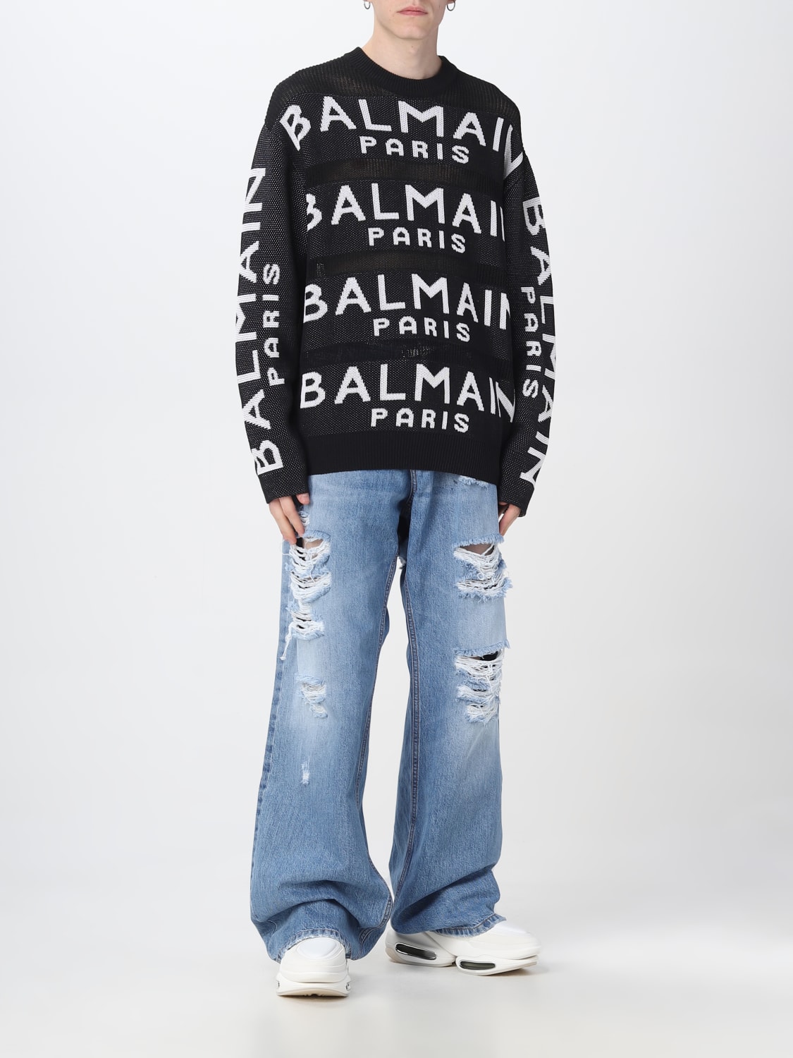 BALMAIN SWEATER: Balmain wool pullover, Black - Img 2