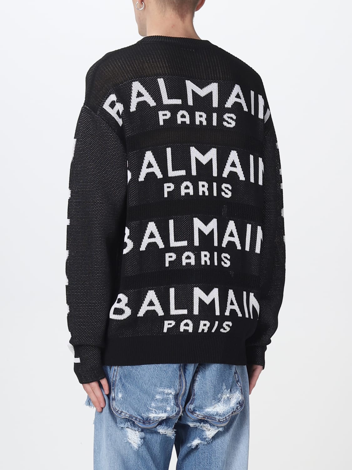 Balmain Outlet wool pullover Black Balmain sweater AH1KE010KE07 online at GIGLIO.COM