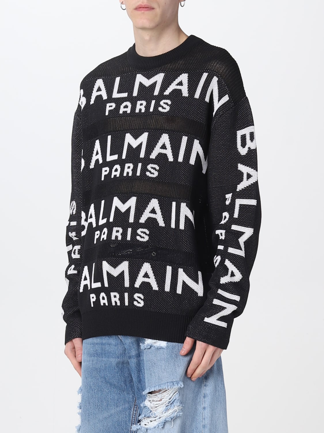 BALMAIN SWEATER: Balmain wool pullover, Black - Img 4