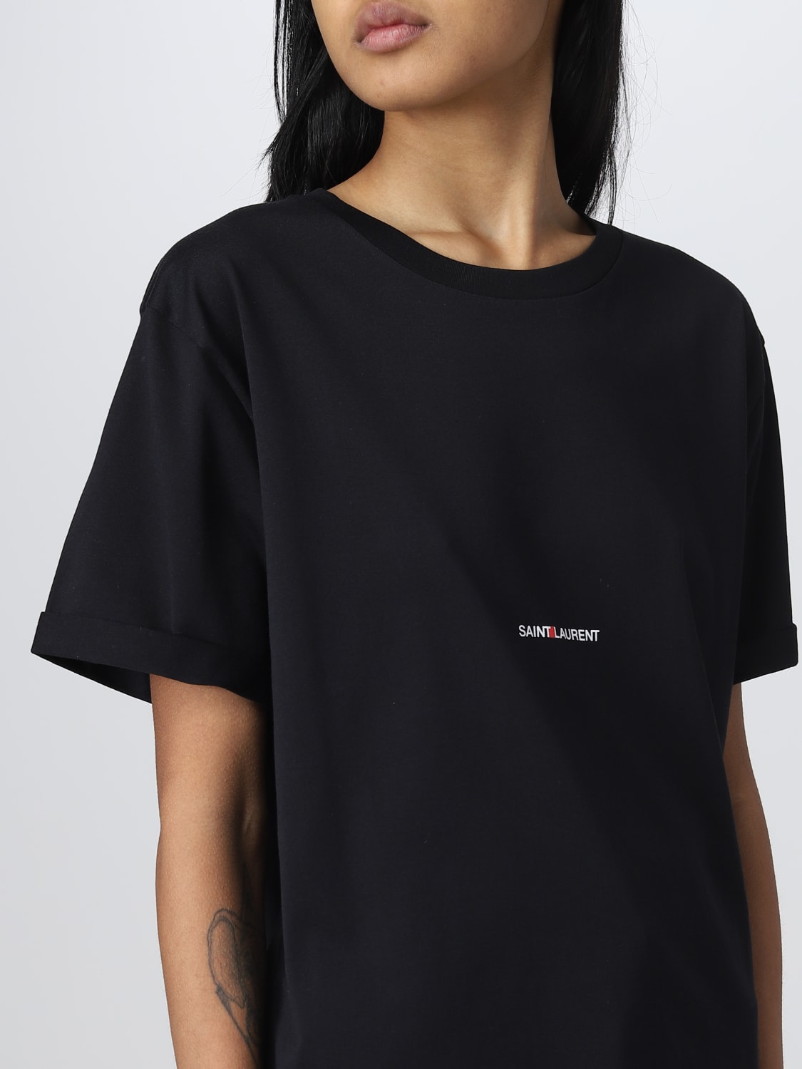 SAINT LAURENT: cotton t-shirt - Black | Saint Laurent t