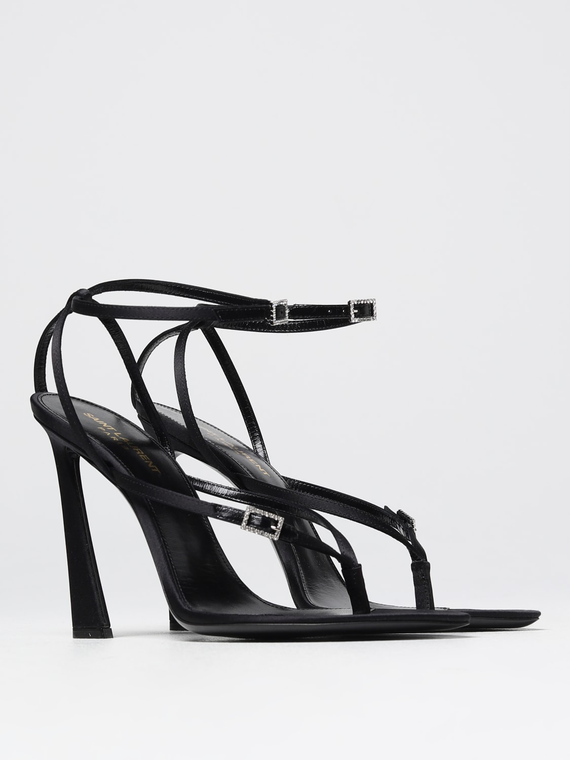 SAINT LAURENT SANDALI CON TACCO: Sandalo Saint Laurent in seta, Nero - Img 2