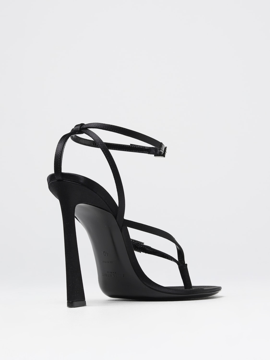 SAINT LAURENT SANDALI CON TACCO: Sandalo Saint Laurent in seta, Nero - Img 3