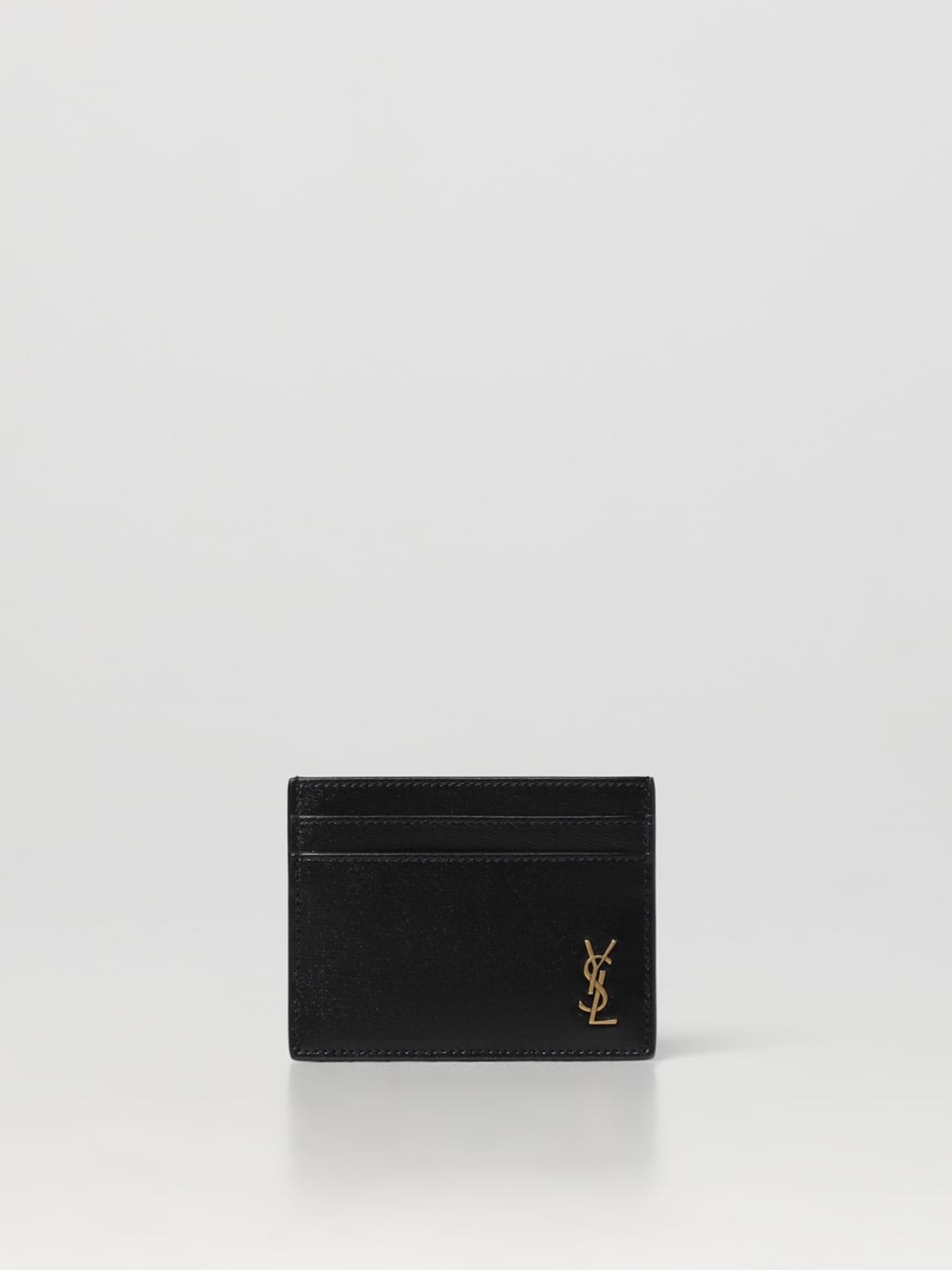 SAINT LAURENT WALLET: Saint Laurent credit card holder in leather, Black - Img 1
