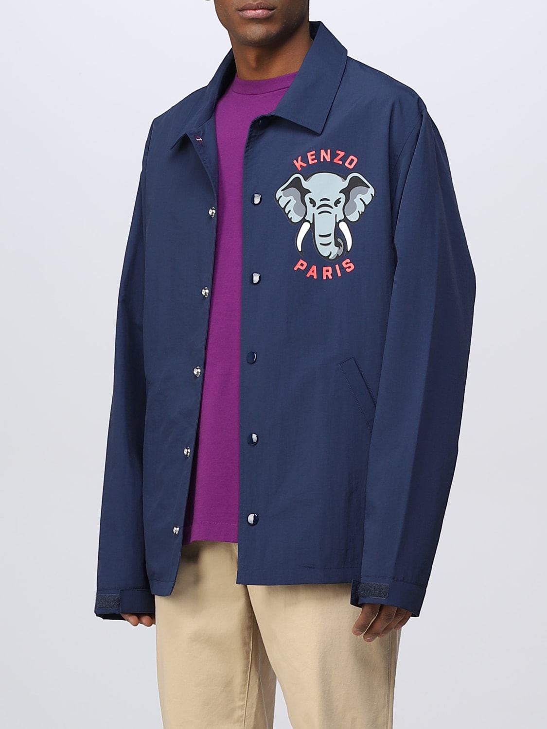 Kenzo Outlet Giacca Elephant in nylon Blue Giacca Kenzo FD55BL0619NC online su GIGLIO.COM