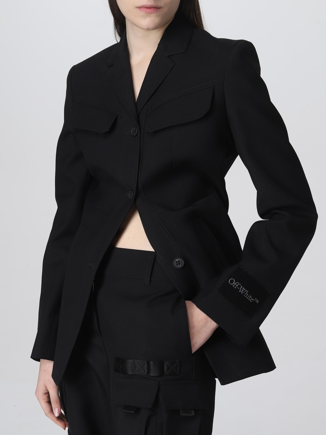 アウターその他 Off-White Woman Blazer Black OWEF108S23FAB001 1000 OFF-WHITE: wool blazer - Black | Off-White blazer