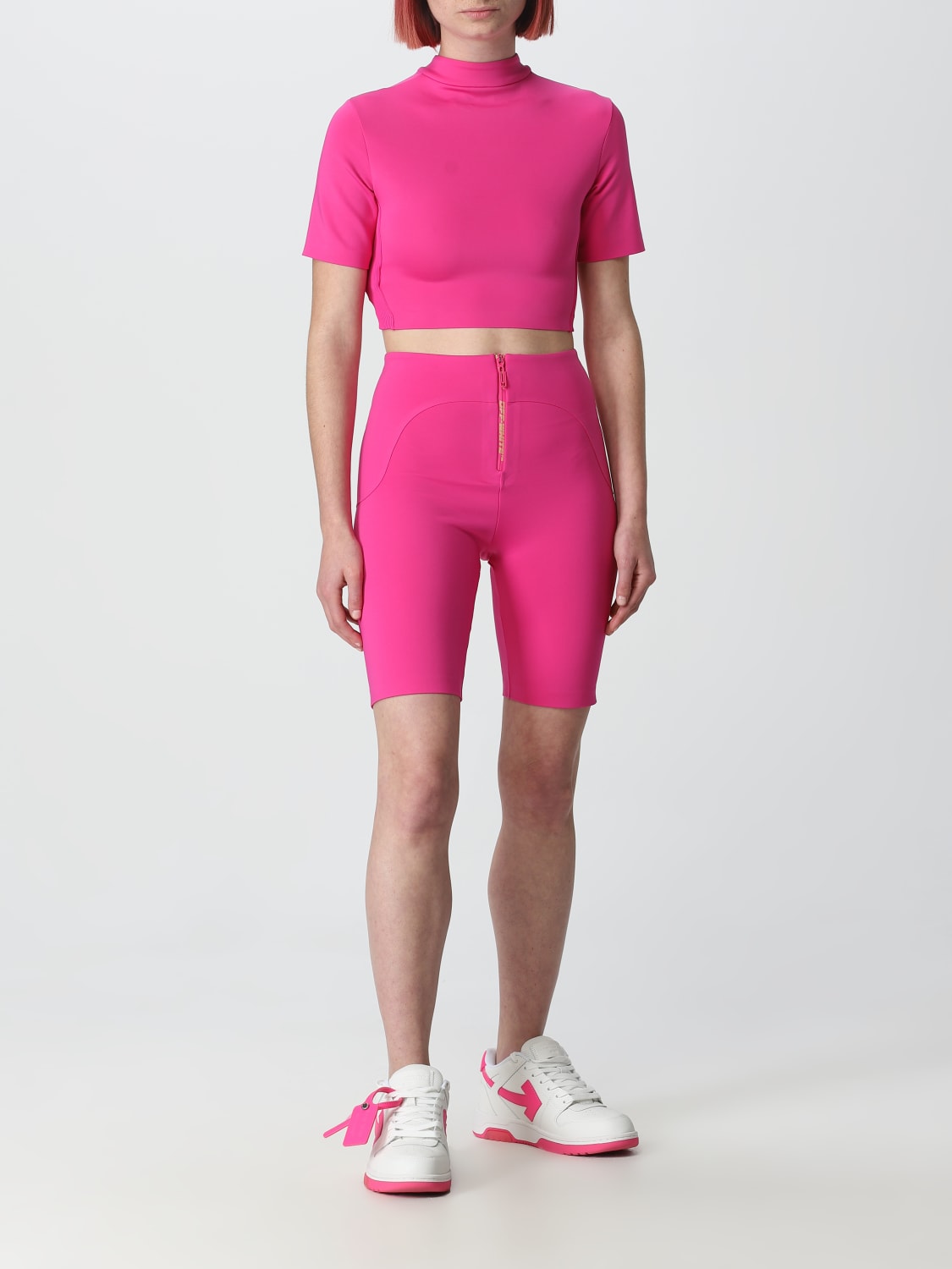 OFF-WHITE SHORT: Off-White shorts in stretch fabric, Red - Img 2