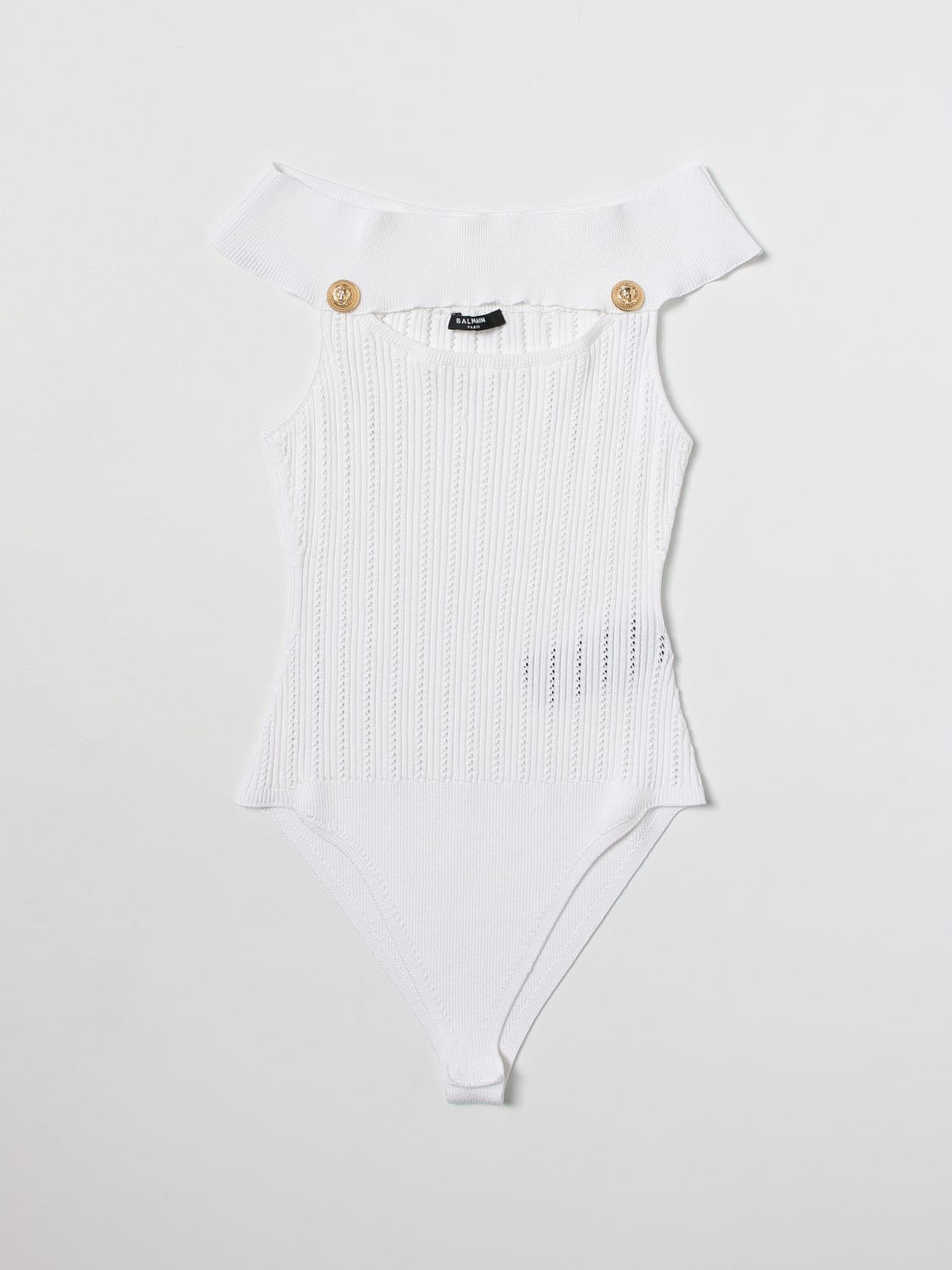 BALMAIN BODY: Balmain knit bodysuit, White - Img 2