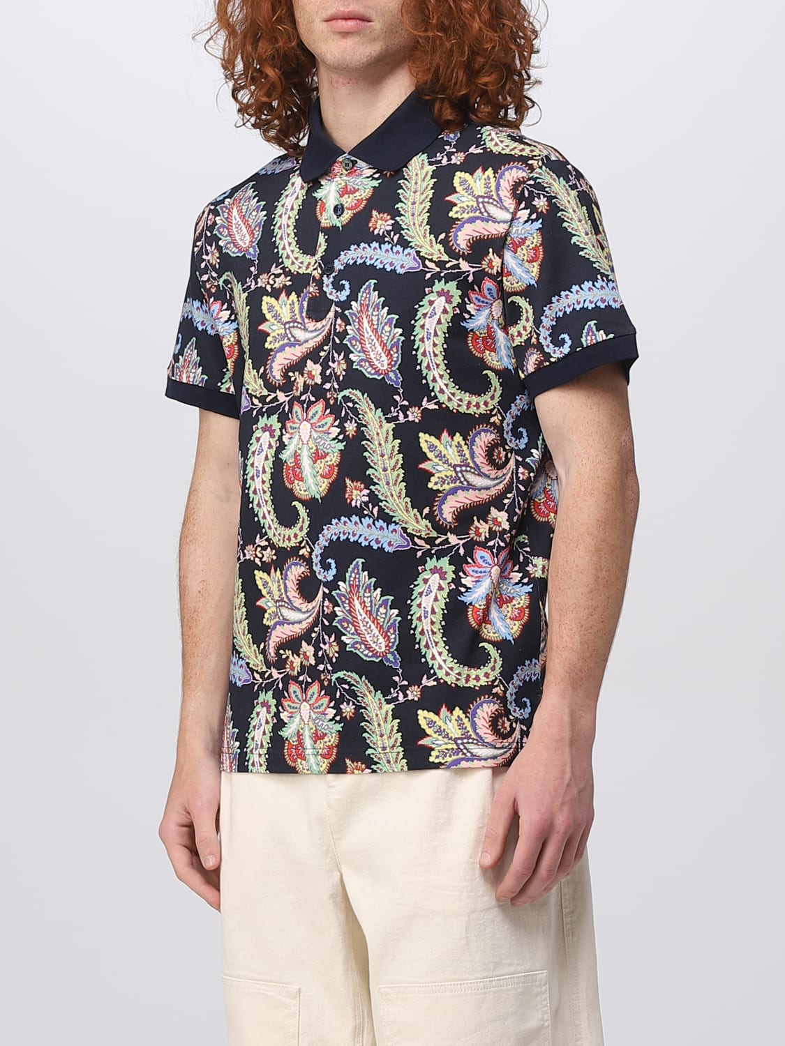 ETRO POLO SHIRT: Etro polo shirt in cotton, Blue - Img 4