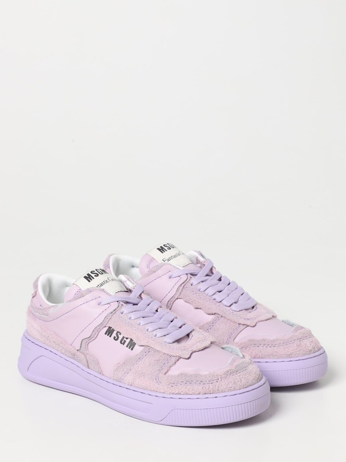 MSGM SNEAKERS: MSGM Fantastic Green tanned leather sneakers, Lilac - Img 2