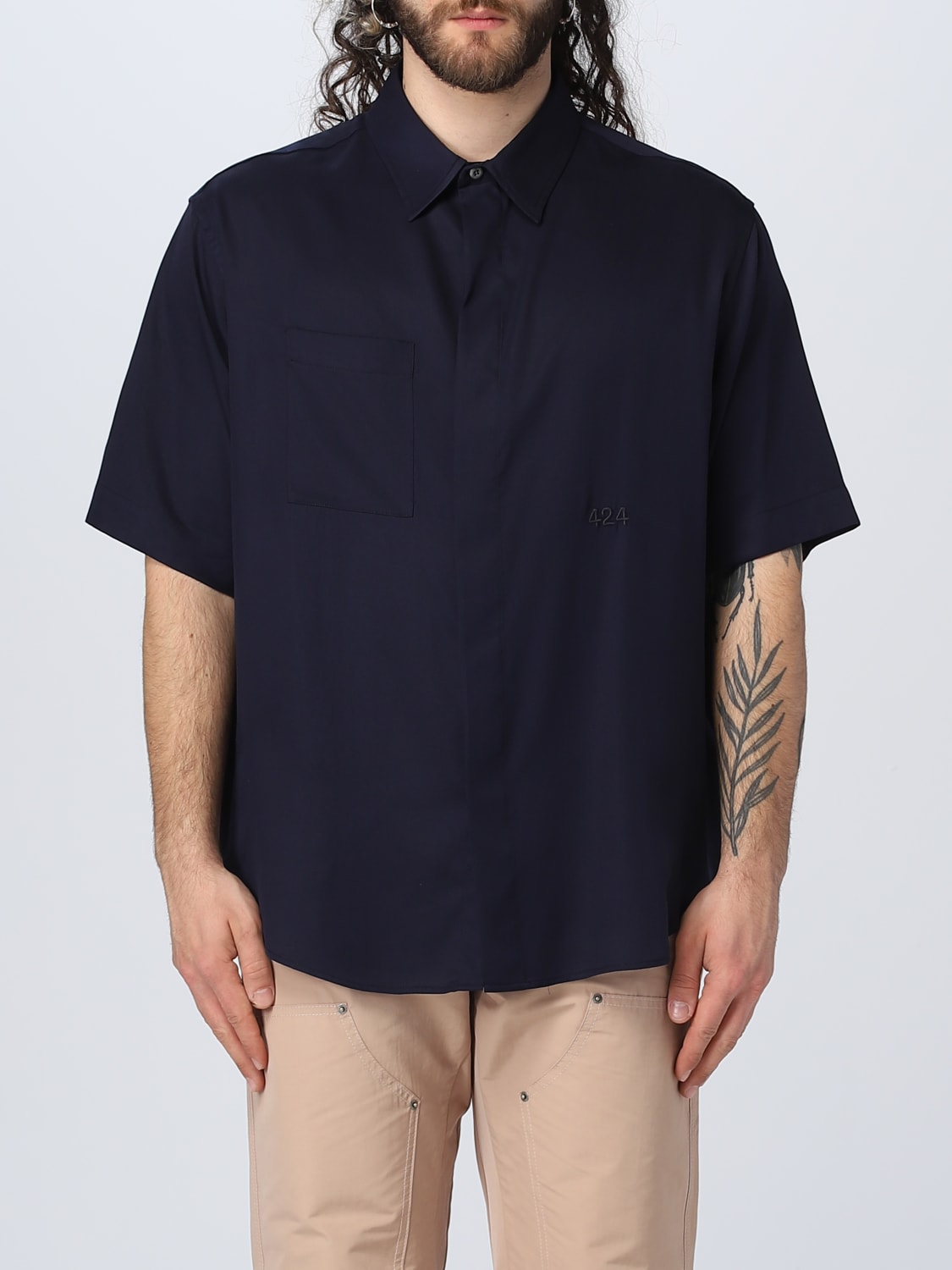 424 SHIRT: Shirt men 424, Blue - Img 1