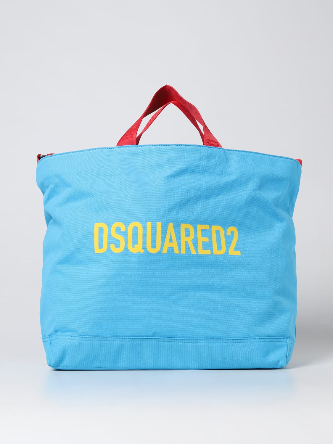 DSQUARED2 BORSA A TRACOLLA: Borsa Dsquared2 in tessuto, Azzurro - Img 1