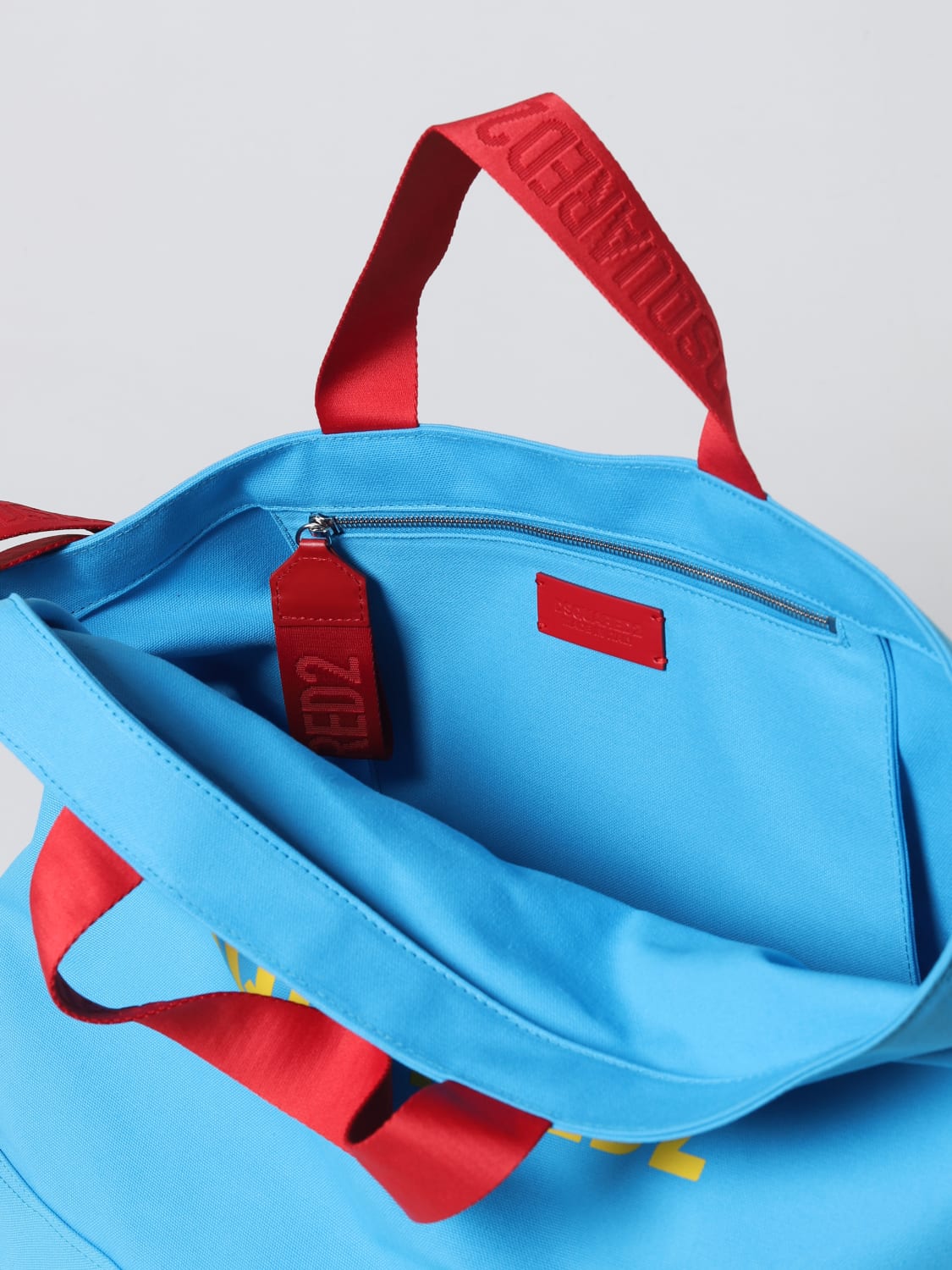 DSQUARED2 BORSA A TRACOLLA: Borsa Dsquared2 in tessuto, Azzurro - Img 3