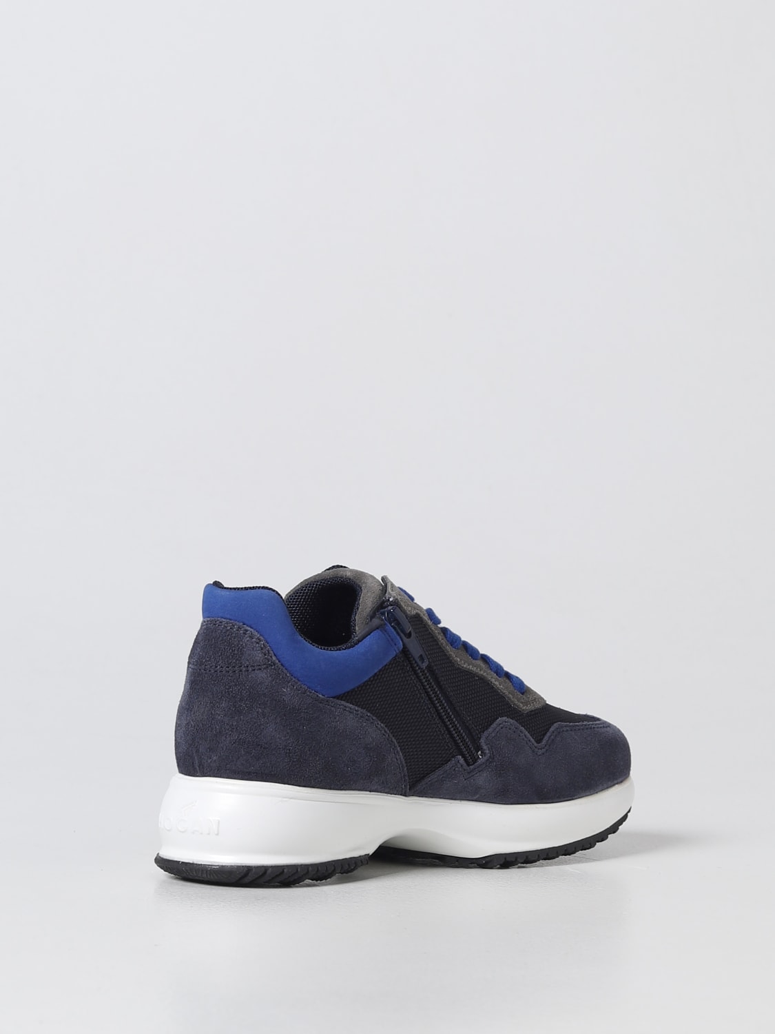 Hogan Junior Interactive H Flock fabric and suede sneakers