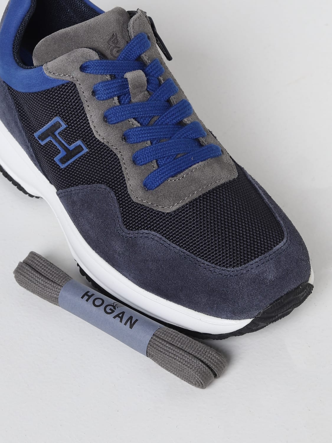 Hogan Outlet Sneakers Interactive H Flock Junior in tessuto e suede Blue Sneakers Hogan HXC00N0V311N770BAG online su GIGLIO.COM