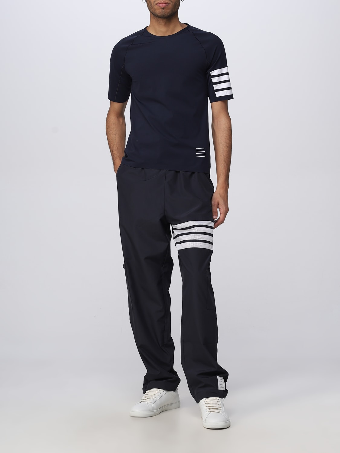 THOM BROWNE T-SHIRT: T-shirt basic Thom Browne con bande a righe, Blue - Img 2