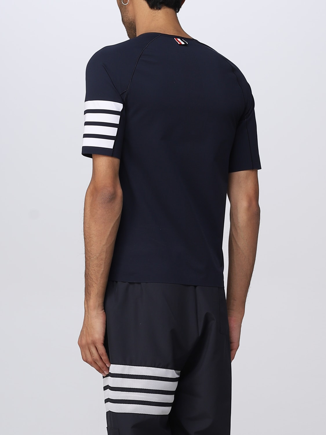 THOM BROWNE T-SHIRT: T-shirt basic Thom Browne con bande a righe, Blue - Img 3