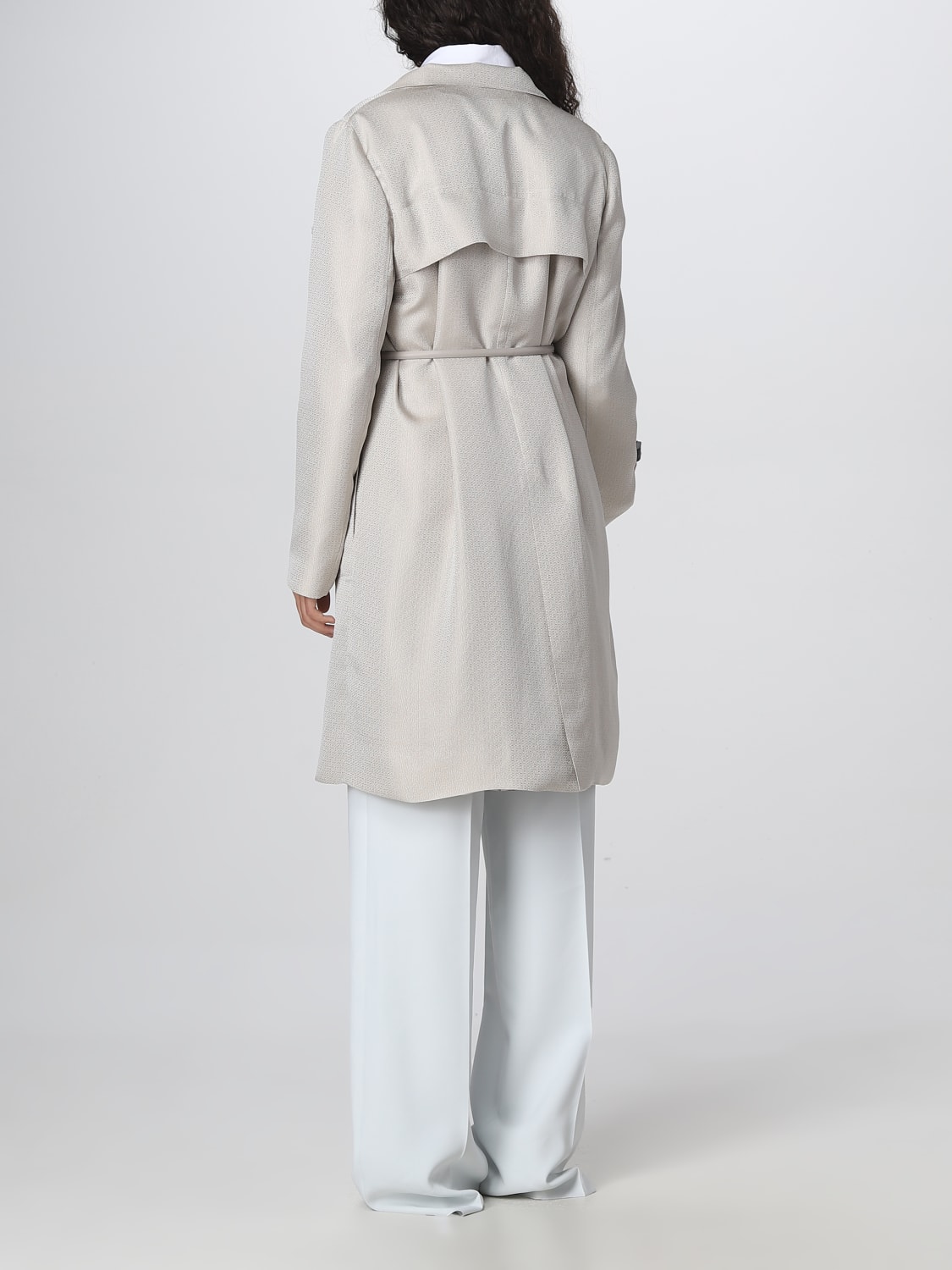 Giorgio Armani Outlet Coat woman Champagne Giorgio Armani trench coat 3SHOL0A7T03VA online at GIGLIO.COM