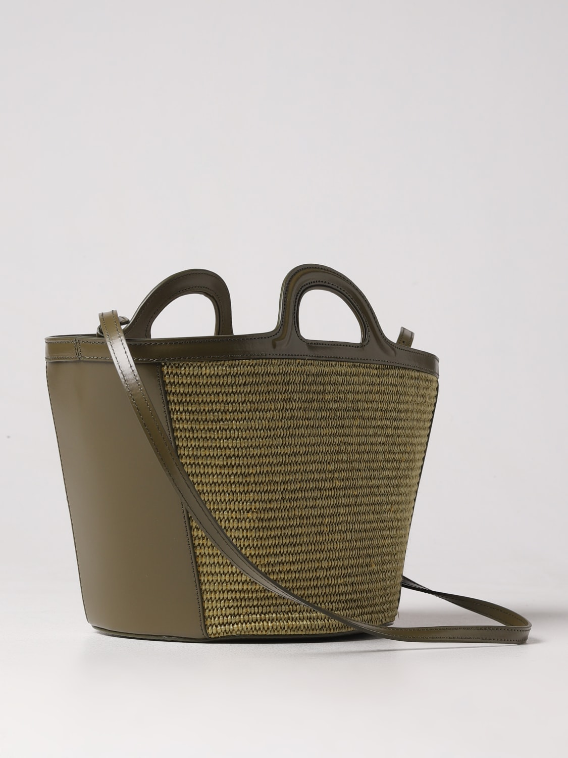 MARNI HANDBAG: Marni Tropicalia bag in leather and raffia, Green - Img 3