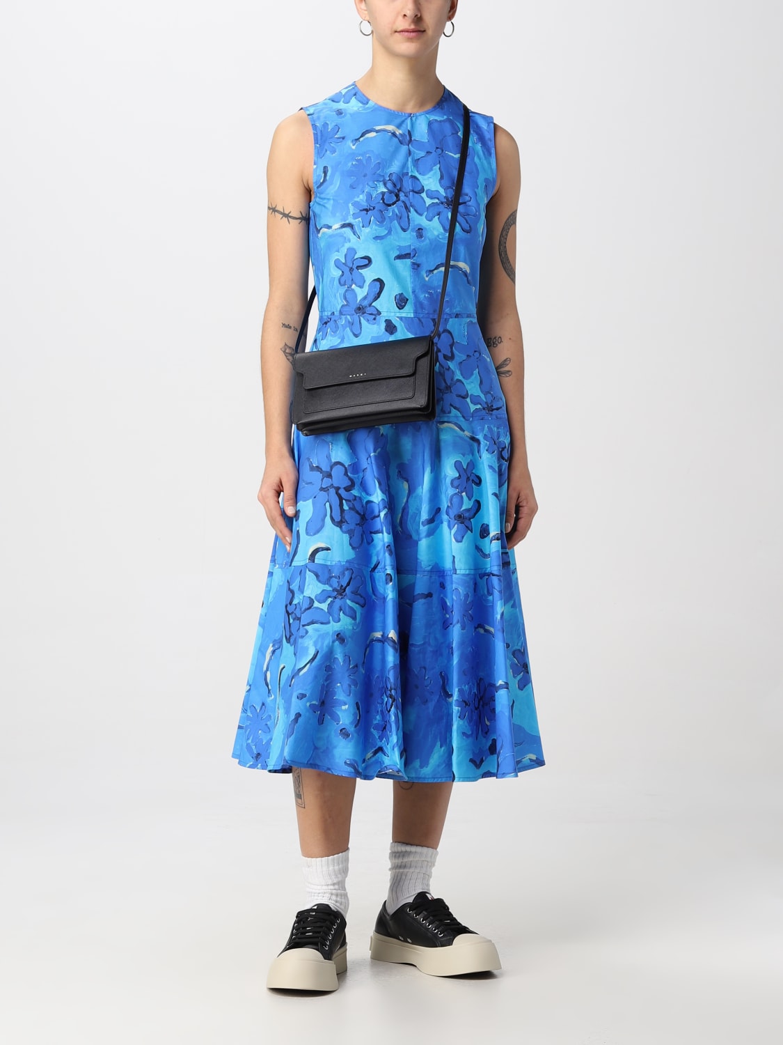 MARNI MINI BAG: Marni Trunk bag in saffiano leather, Black - Img 2