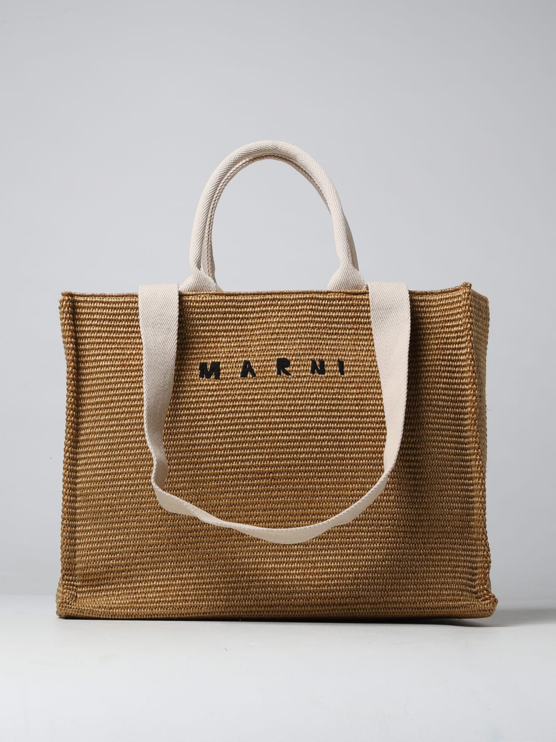 MARNI TOTE BAG: Marni bag in woven raffia, Natural - Img 1