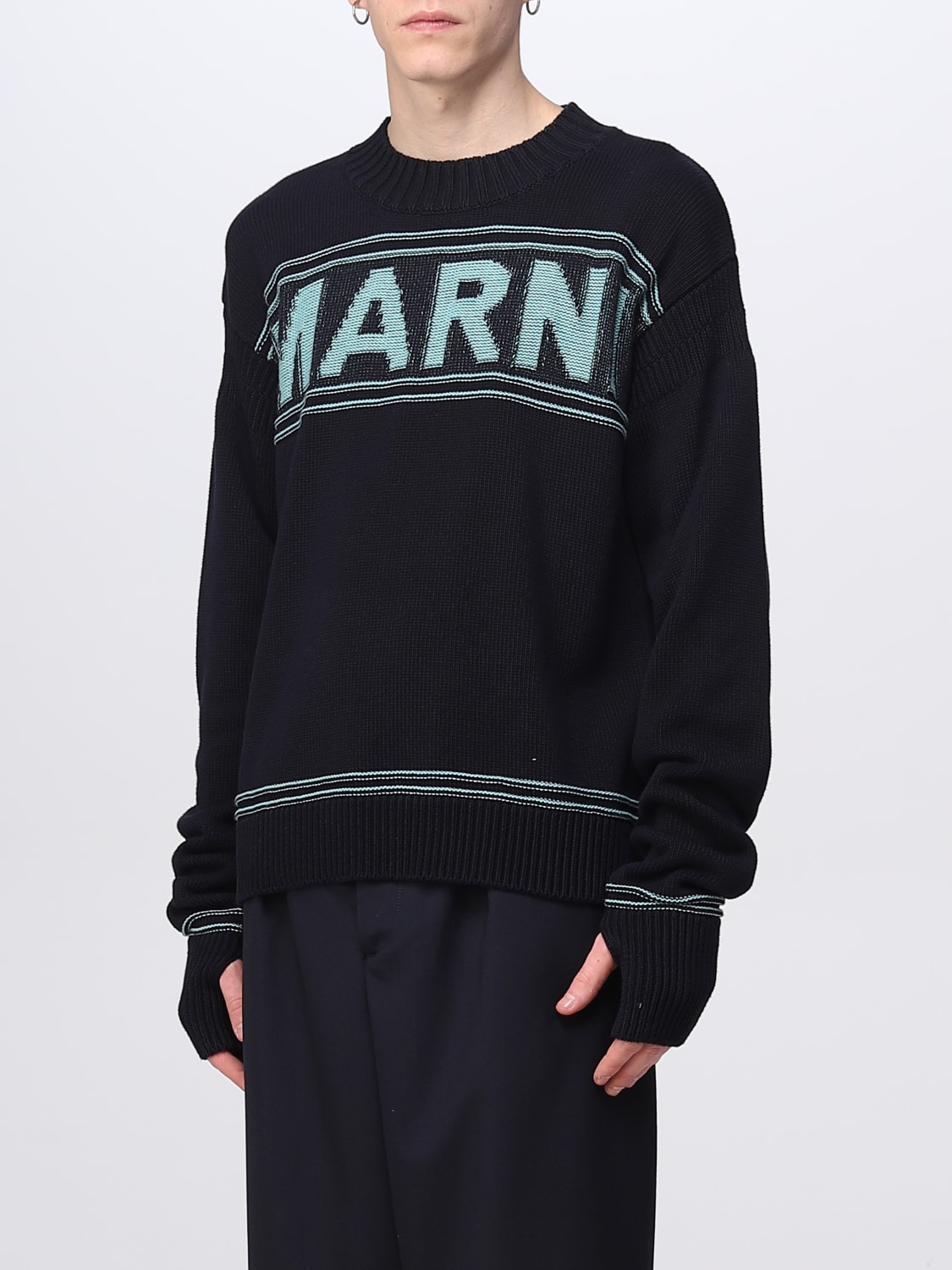 MARNI SWEATER: Marni pullover in cotton, Blue - Img 4
