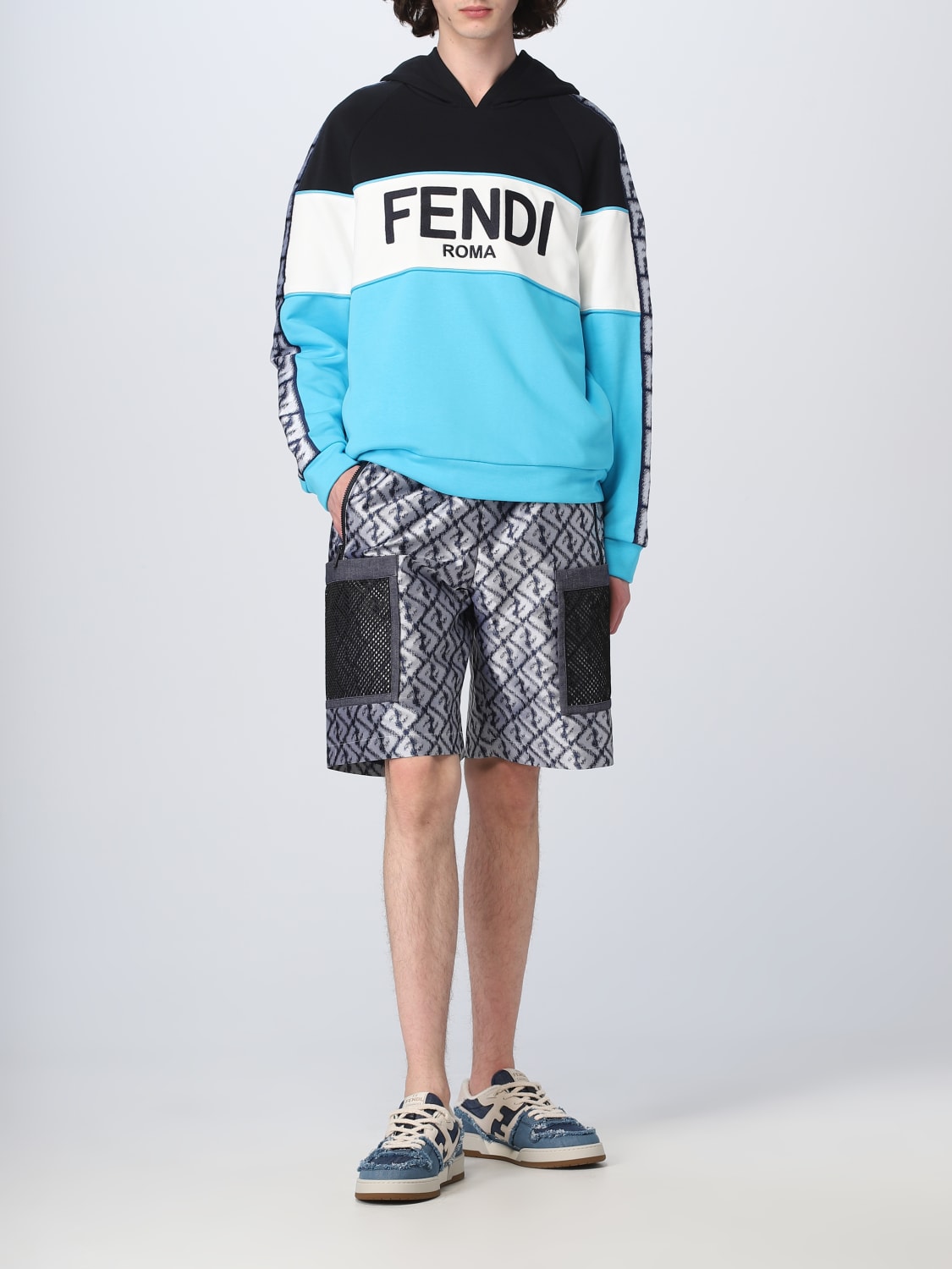 FENDI SWEATSHIRT: Fendi cotton sweatshirt, Gnawed Blue - Img 2