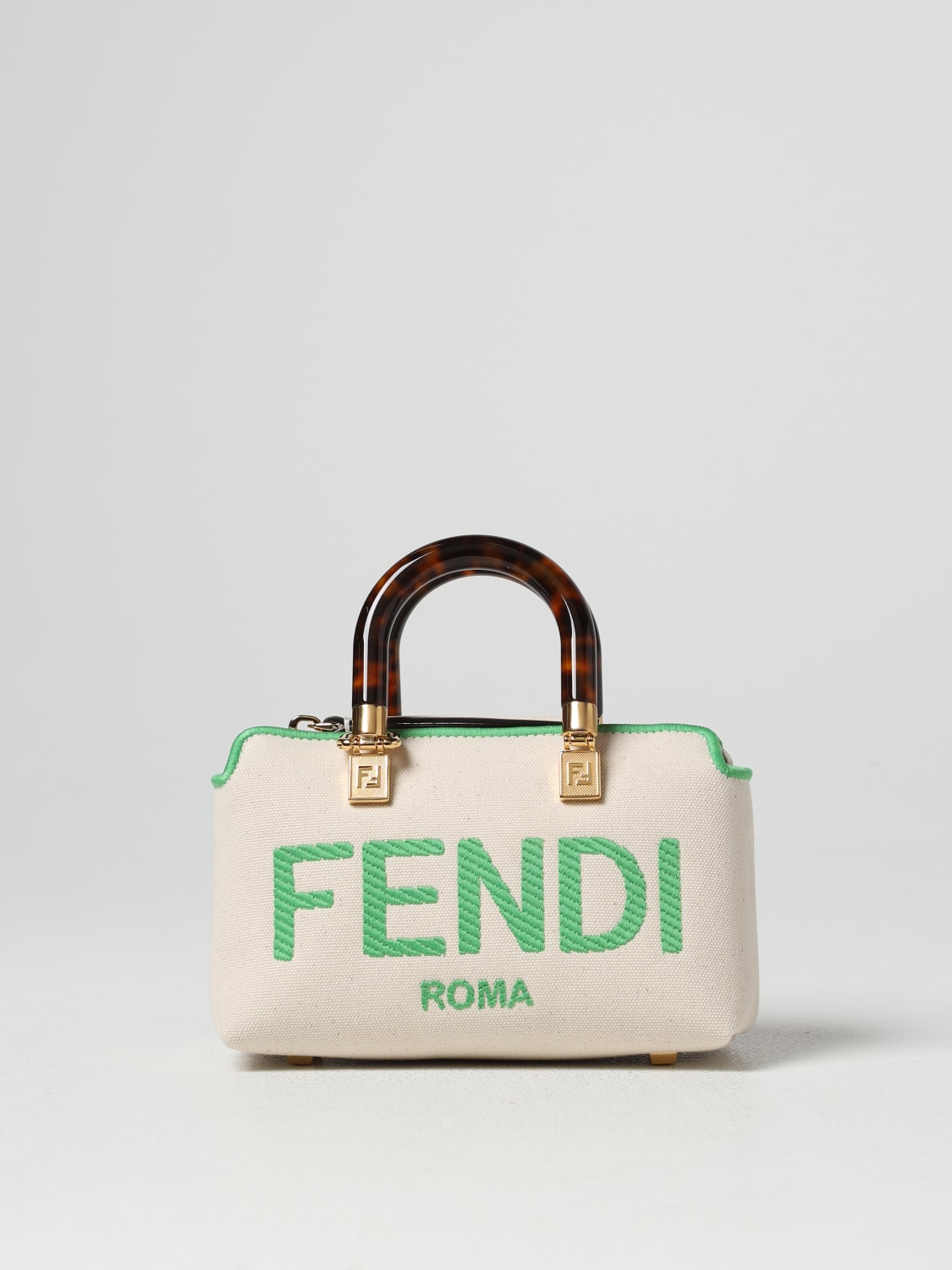 FENDI Borsa Mini by The Way in canvas con logo ricamato Verde Borsa Mini Fendi 8BS067ANVG online su GIGLIO.COM