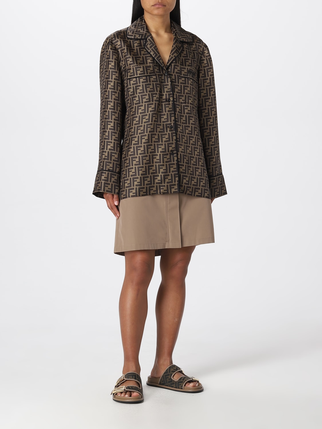 FENDI SKIRT: Fendi poplin skirt, Tobacco - Img 2