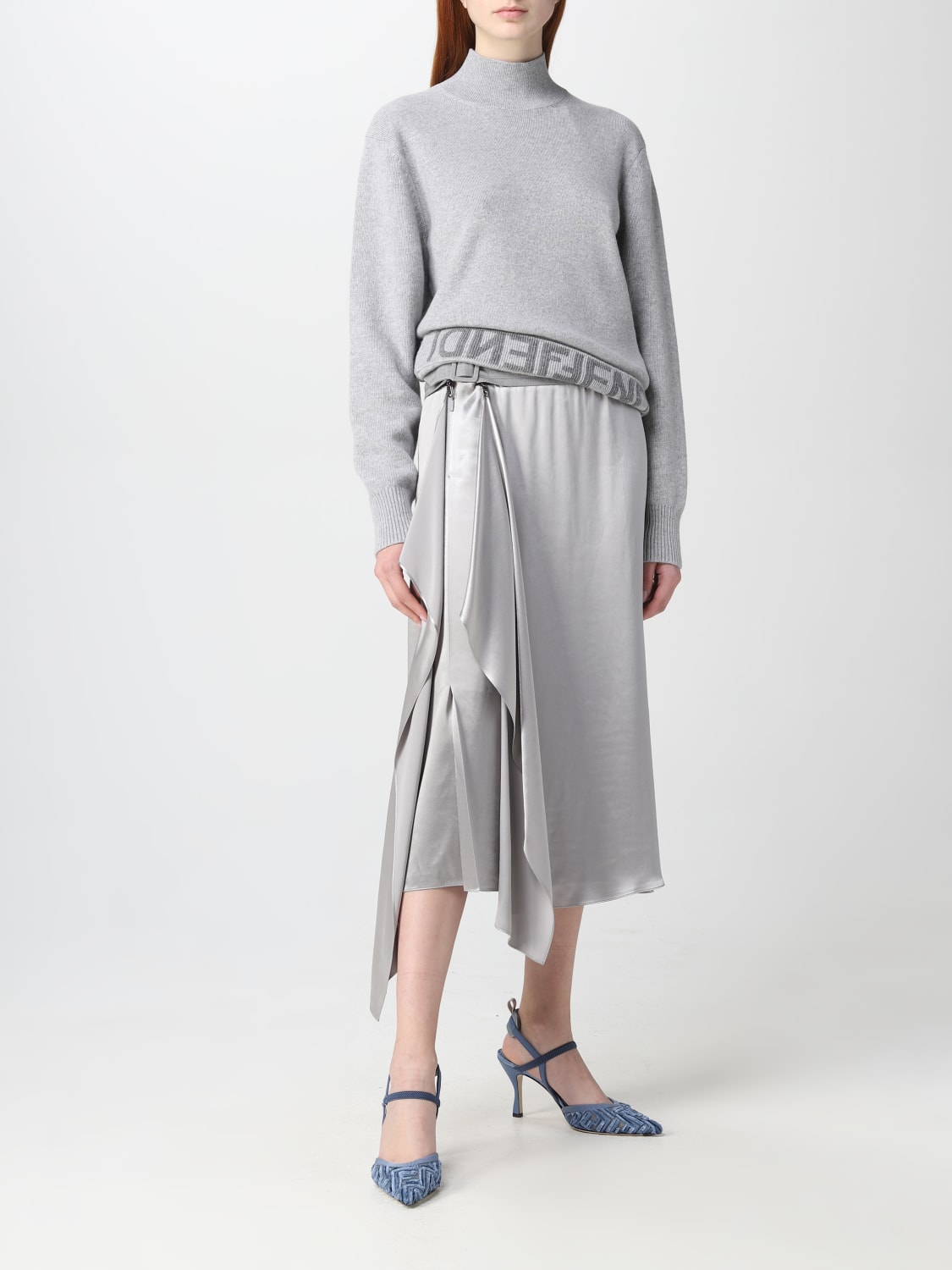 FENDI SWEATER: Fendi cashmere and wool pullover, Grey - Img 2