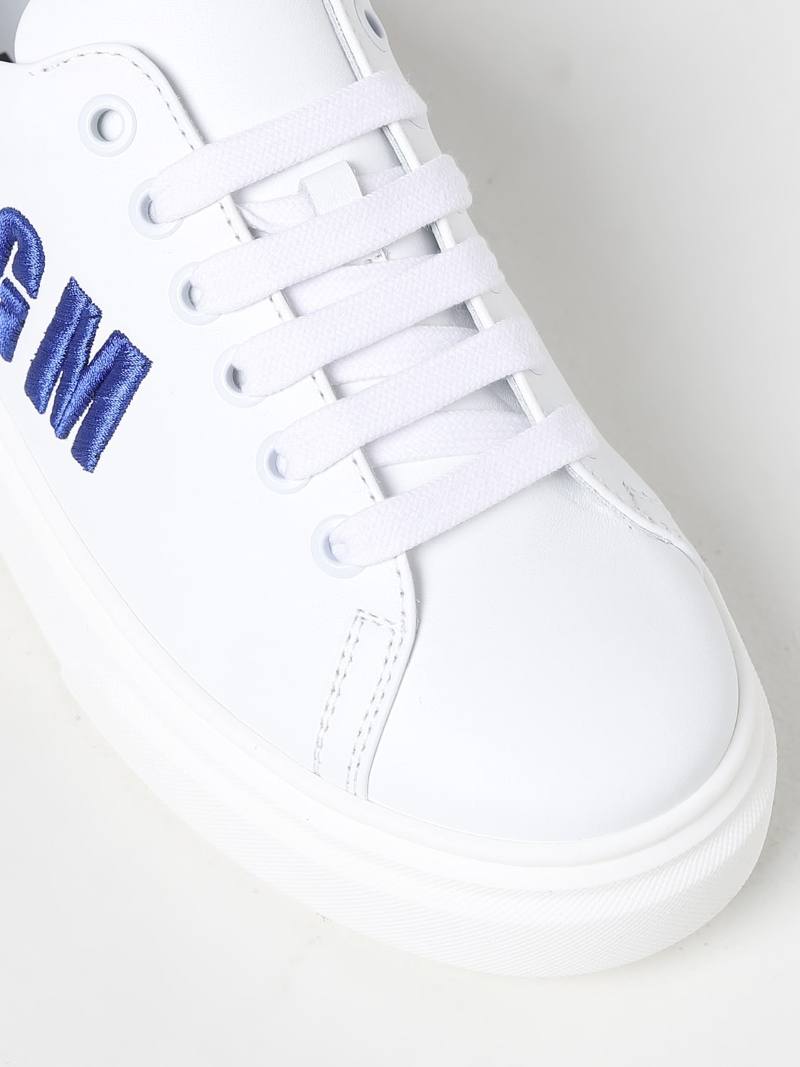 MSGM KIDS SNEAKERS: Sneakers MSGM Kids in pelle con logo ricamato, Bianco - Img 4