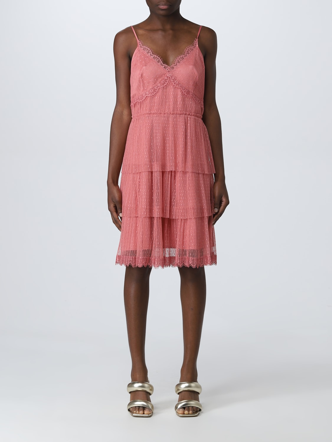 TWINSET DRESS: Twinset dress in plumetis tulle, Pink - Img 1