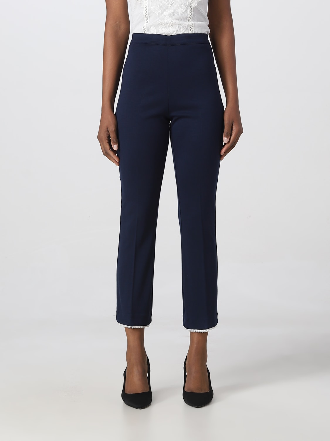 TWINSET PANTS: Twinset pants in viscose blend, Blue - Img 1