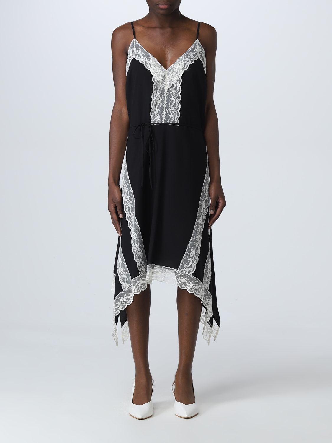 TWINSET DRESS: Twinset dress in crêpe de Chine, Black - Img 1