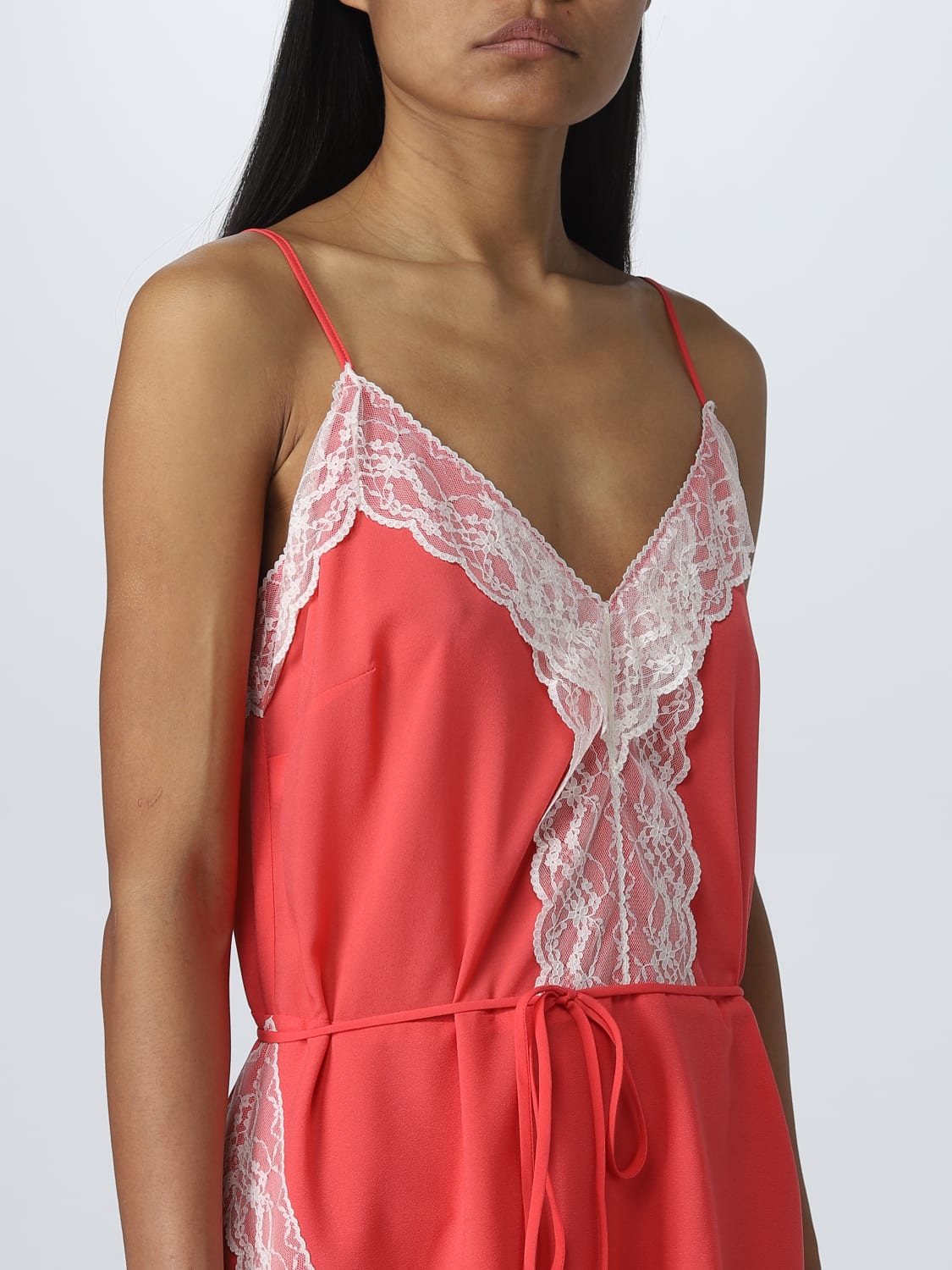 TWINSET DRESS: Twinset dress in crêpe de Chine, Coral - Img 3