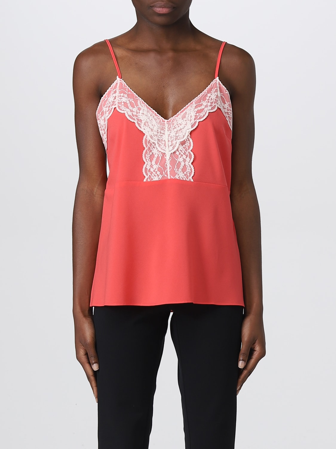 TWINSET TOP: Twinset top in synthetic fabric, Coral - Img 1