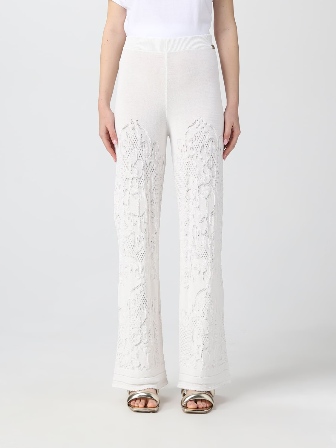 TWINSET PANTS: Twinset pants in viscose blend, White - Img 1