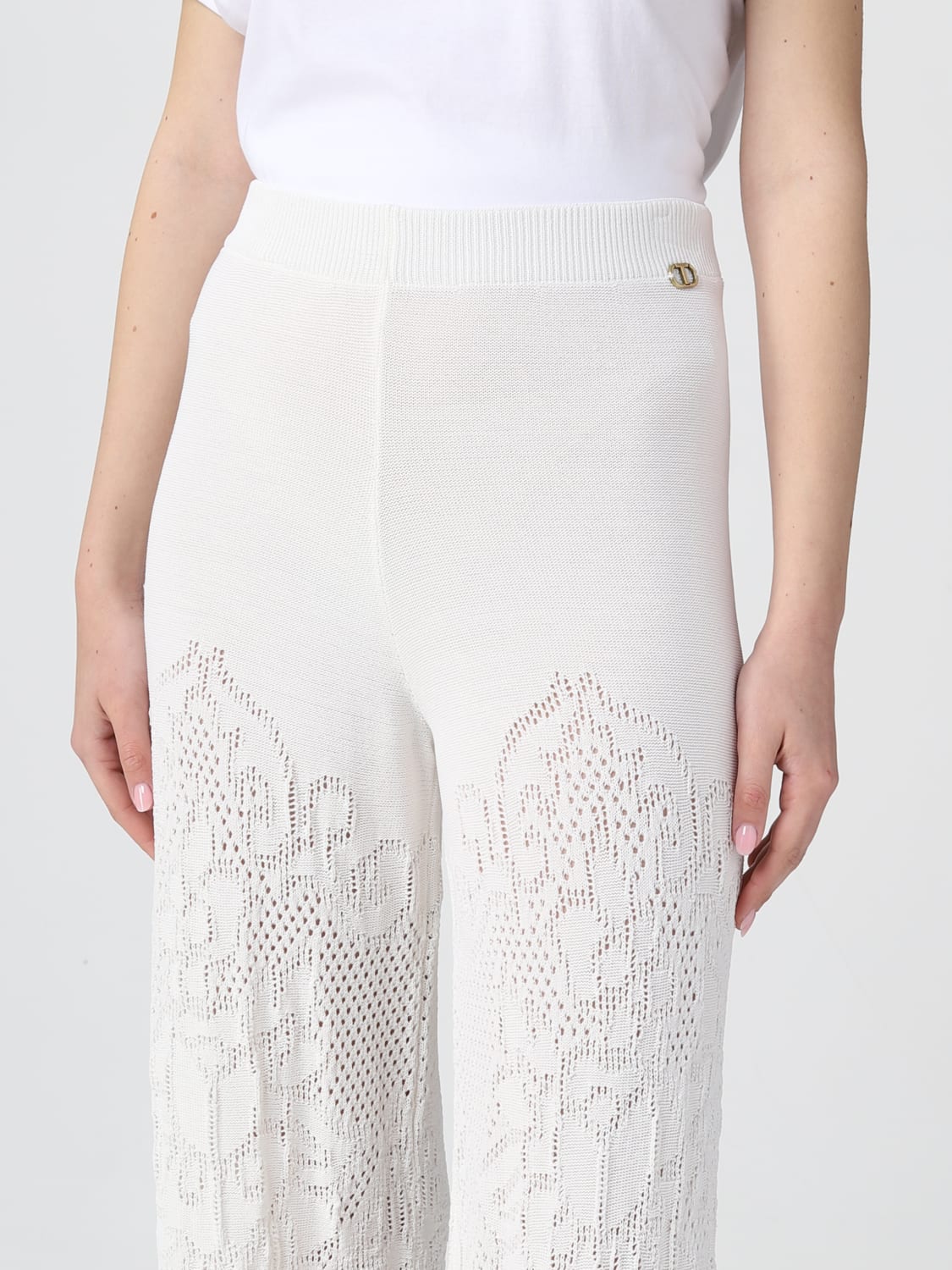 TWINSET PANTS: Twinset pants in viscose blend, White - Img 3