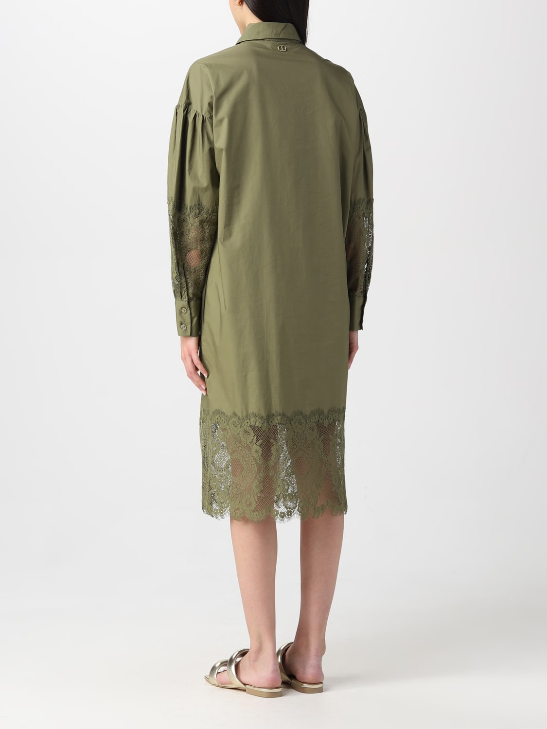 TWINSET DRESS: Twinset dress in cotton, Green - Img 2