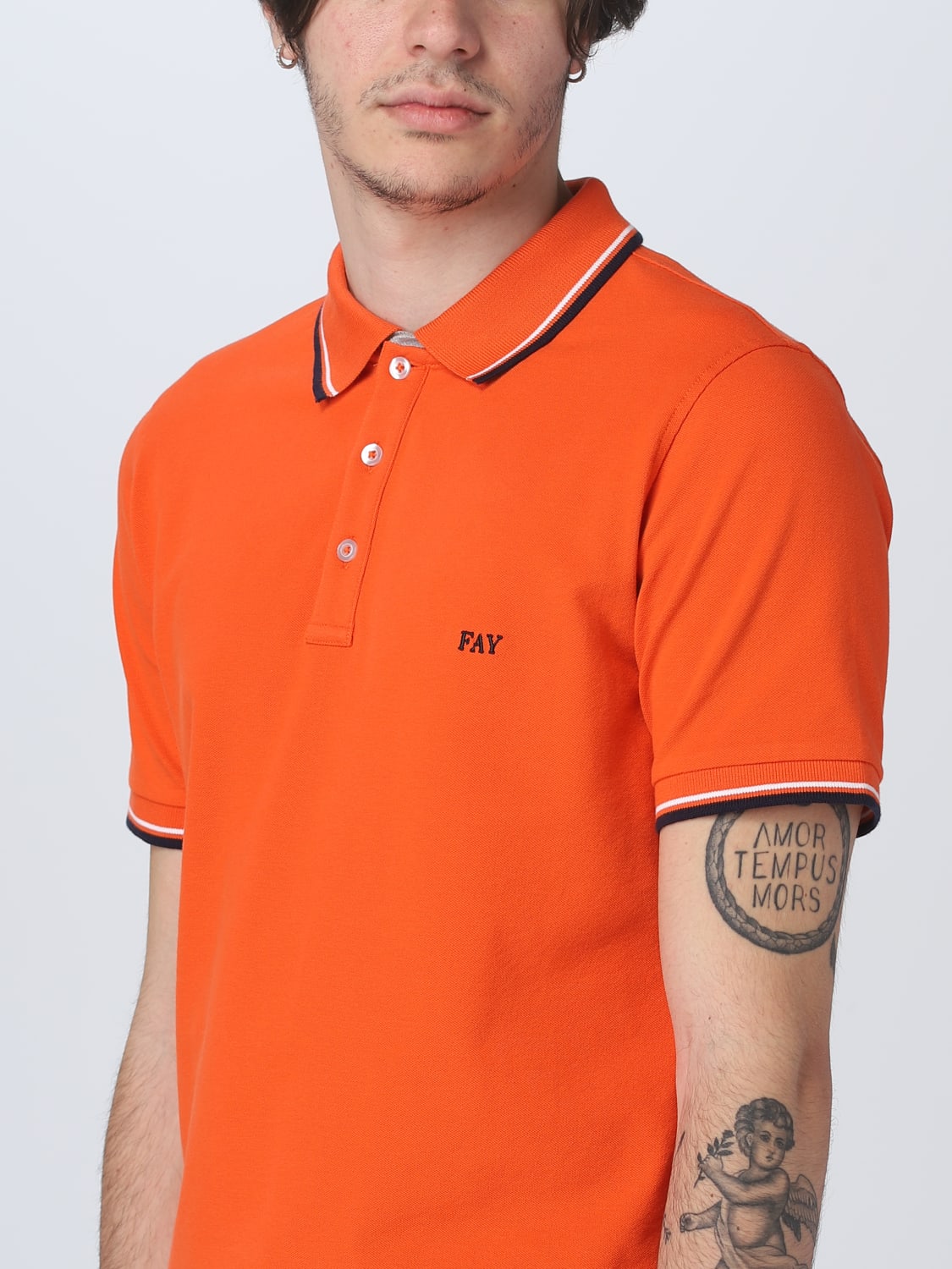 FAY POLO: Polo Fay in misto cotone, Arancione - Img 3