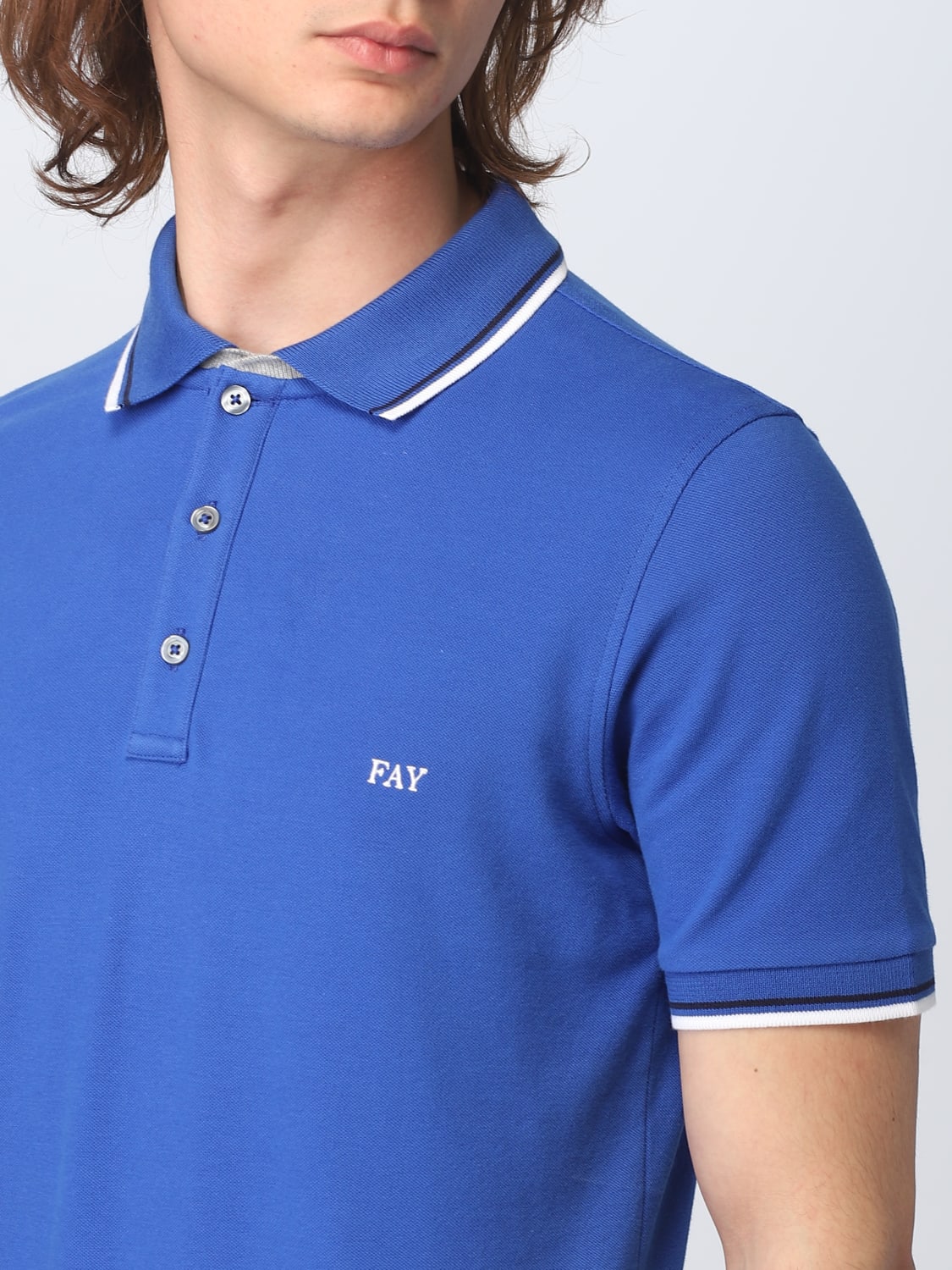 FAY POLO: Polo Fay in misto cotone, Azzurro - Img 3