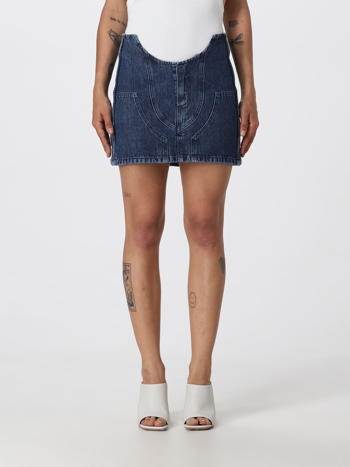 OFF-WHITE SKIRT: Off-White denim skirt, Blue - Img 1