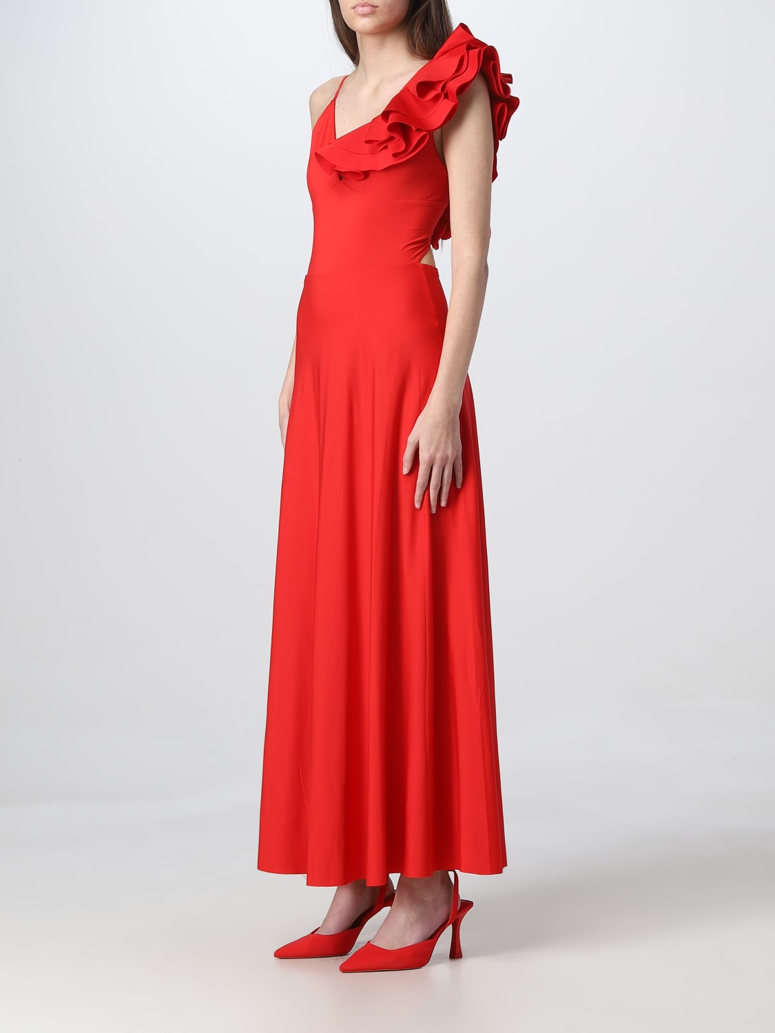 MAYGEL CORONEL ABITO: Abito Maygel Coronel in tessuto stretch, Rosso - Img 3