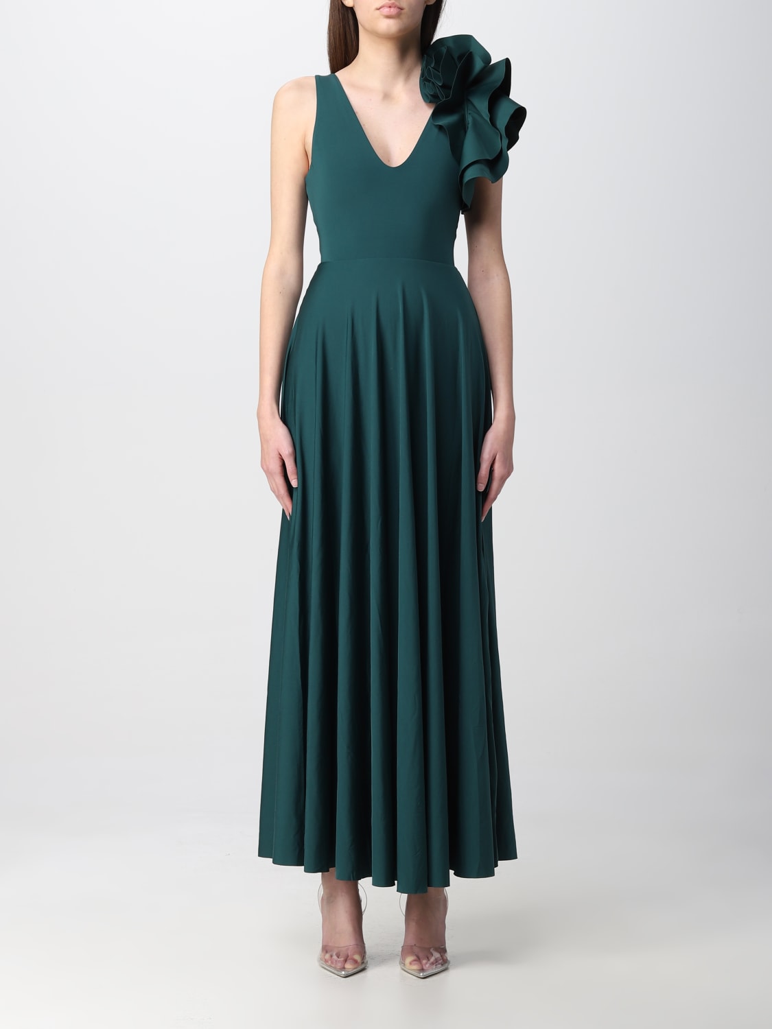 MAYGEL CORONEL ABITO: Abito Maygel Coronel in tessuto stretch, Verde - Img 1