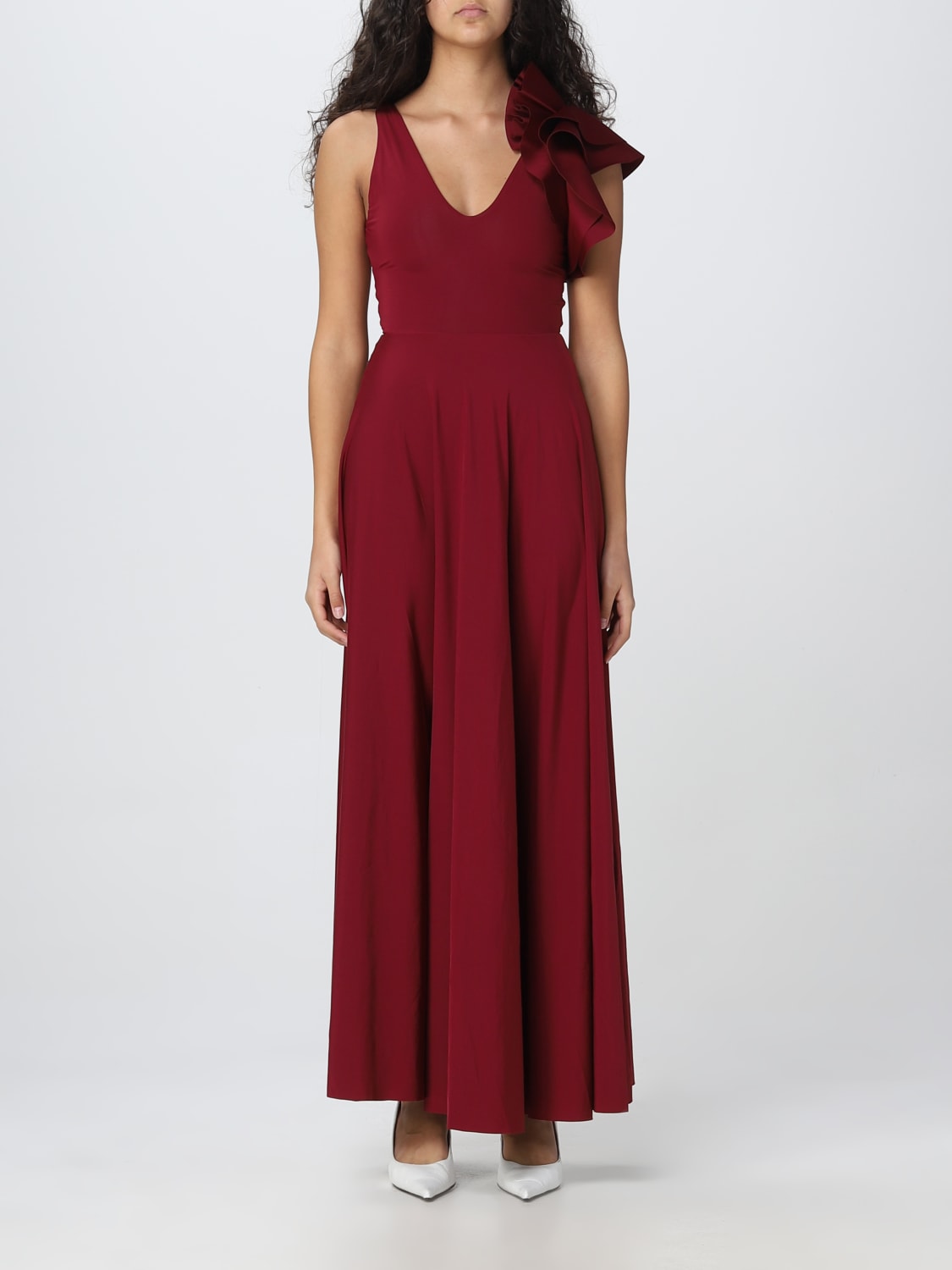 MAYGEL CORONEL ABITO: Abito Maygel Coronel in tessuto stretch, Bordeaux - Img 1