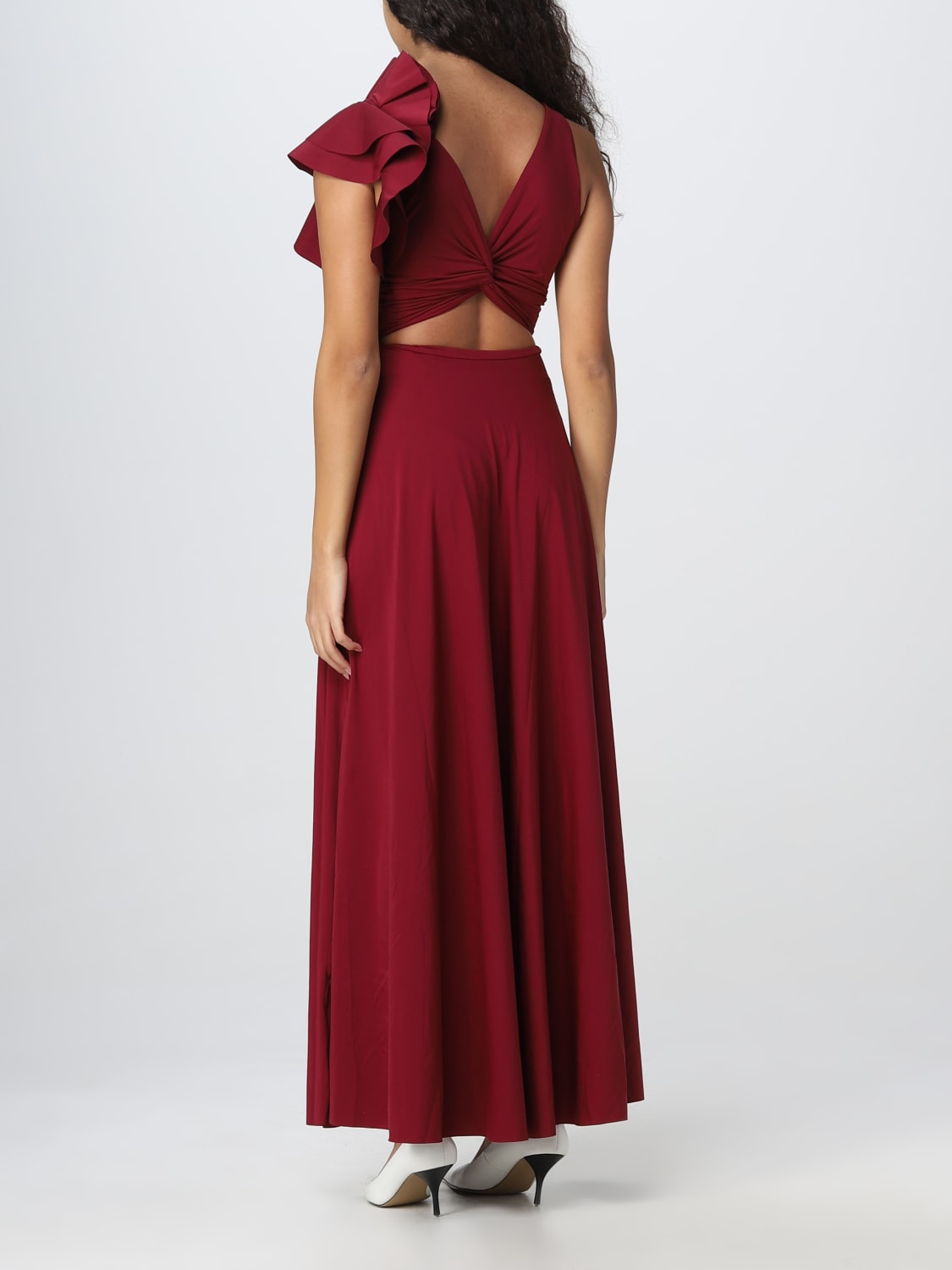 MAYGEL CORONEL ABITO: Abito Maygel Coronel in tessuto stretch, Bordeaux - Img 2